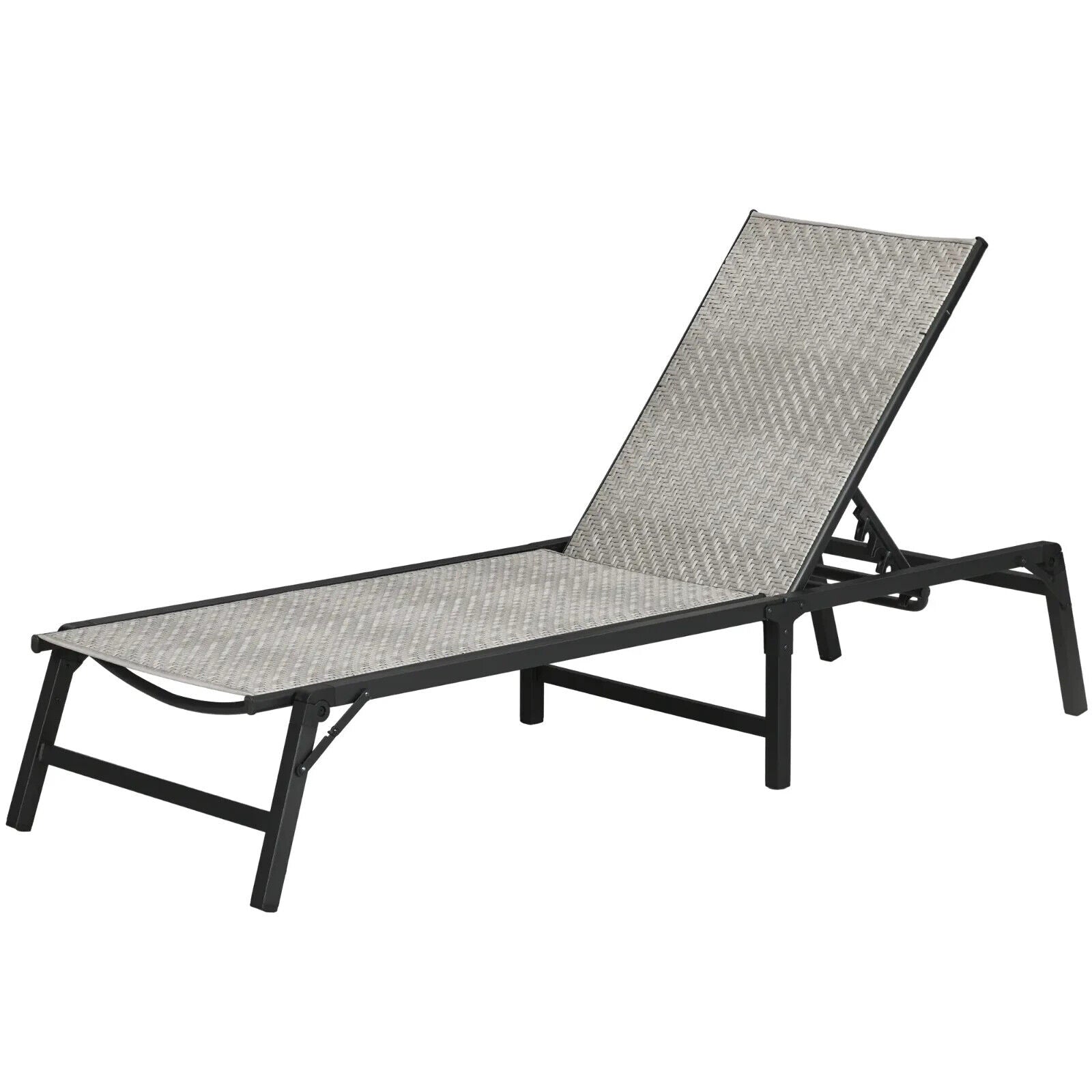 Foldable Rattan Sun Lounger Recliner Chair with 5 Level Adjustable Backrest - Home and Garden Furniture Shop - #rustic - furniture#