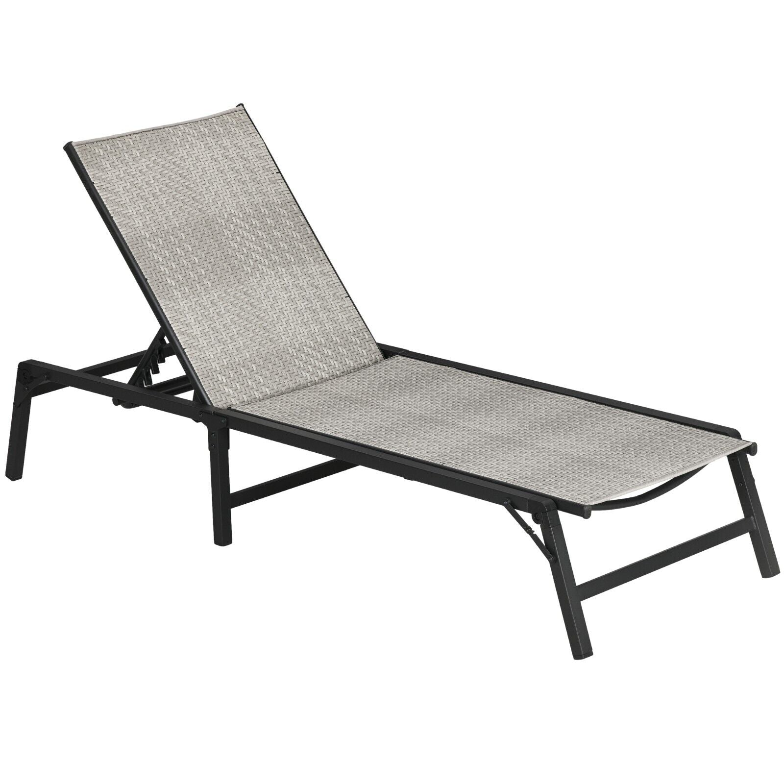 Foldable Rattan Sun Lounger Recliner Chair with 5 Level Adjustable Backrest - Home and Garden Furniture Shop - #rustic - furniture#