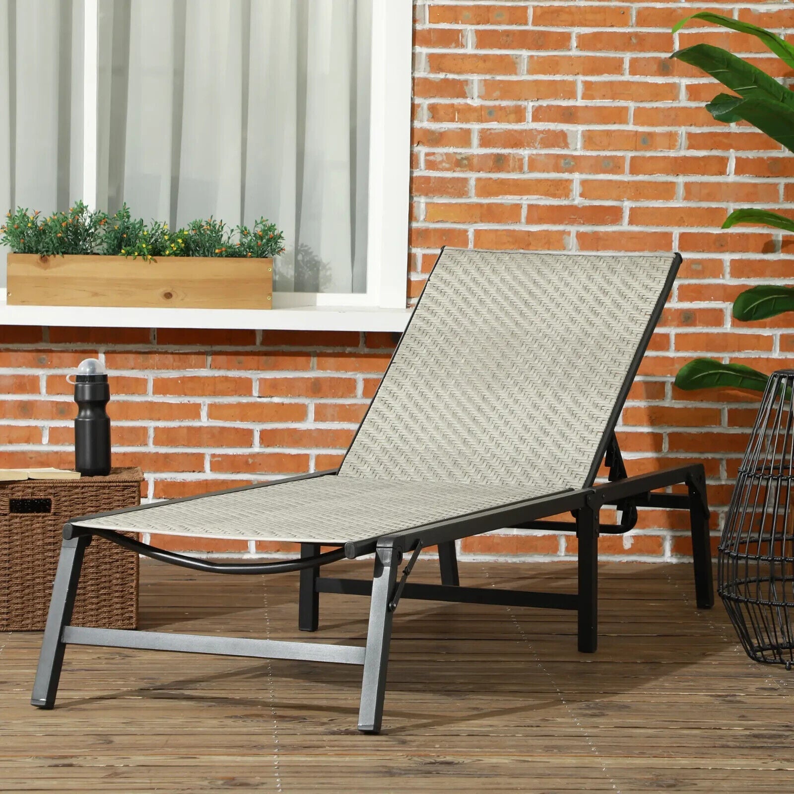 Foldable Rattan Sun Lounger Recliner Chair with 5 Level Adjustable Backrest - Home and Garden Furniture Shop - #rustic - furniture#