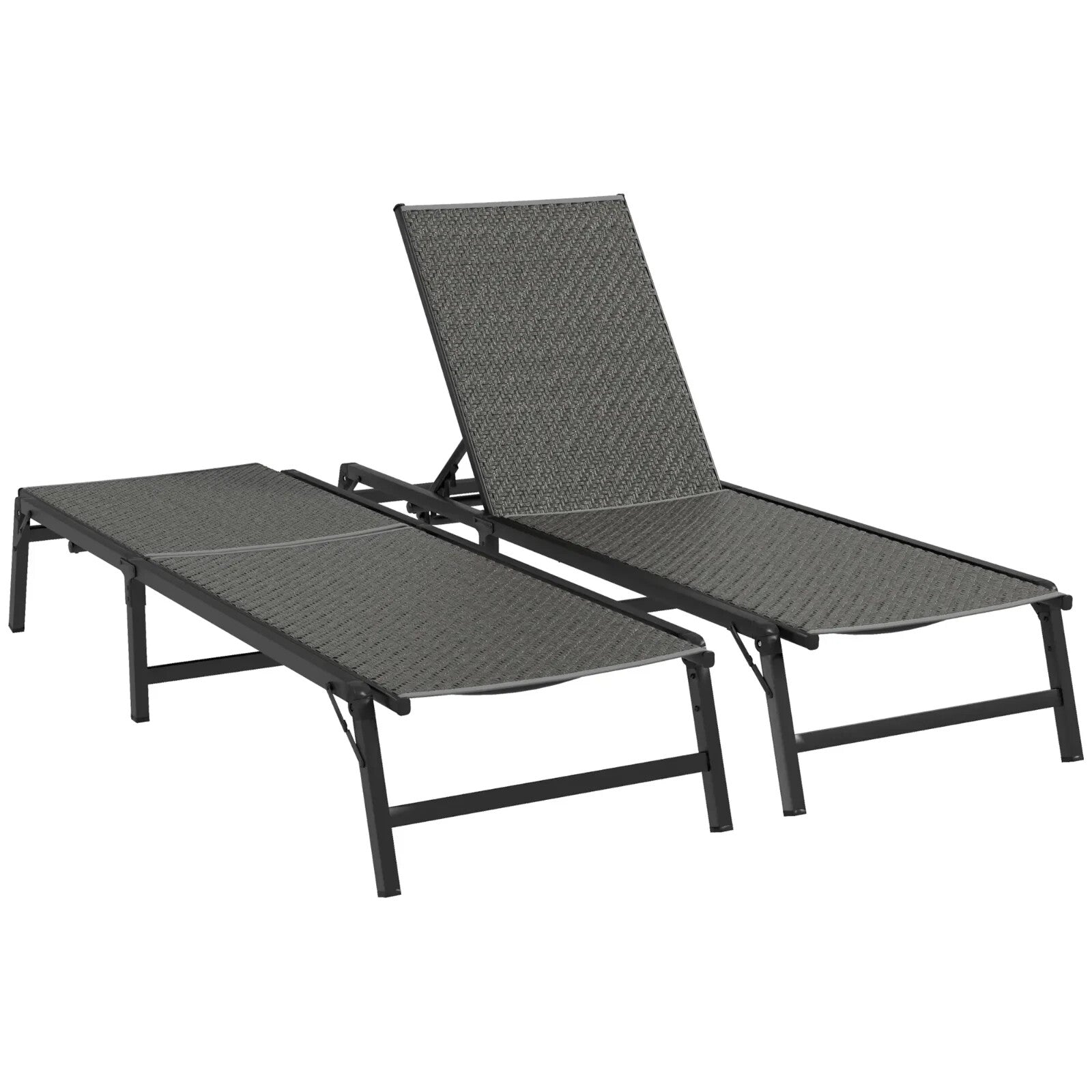 Foldable Rattan Sun Lounger Set of 2 Adjustable Outdoor Wicker Recliner Chairs - Home and Garden Furniture Shop - rustic - furniture