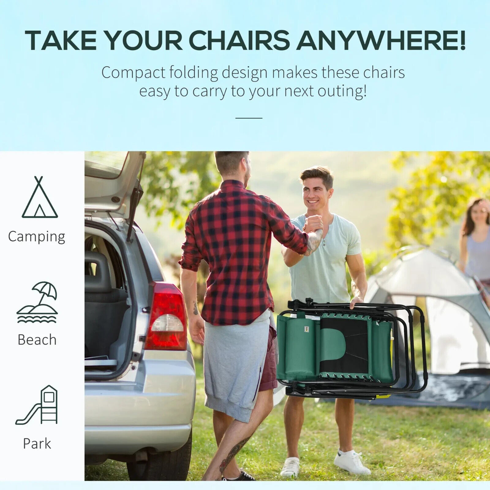 Foldable Reclining Garden Chair Set of 2 Zero Gravity Padded Seat Cup Holder - Home and Garden Furniture Shop - #rustic - furniture#