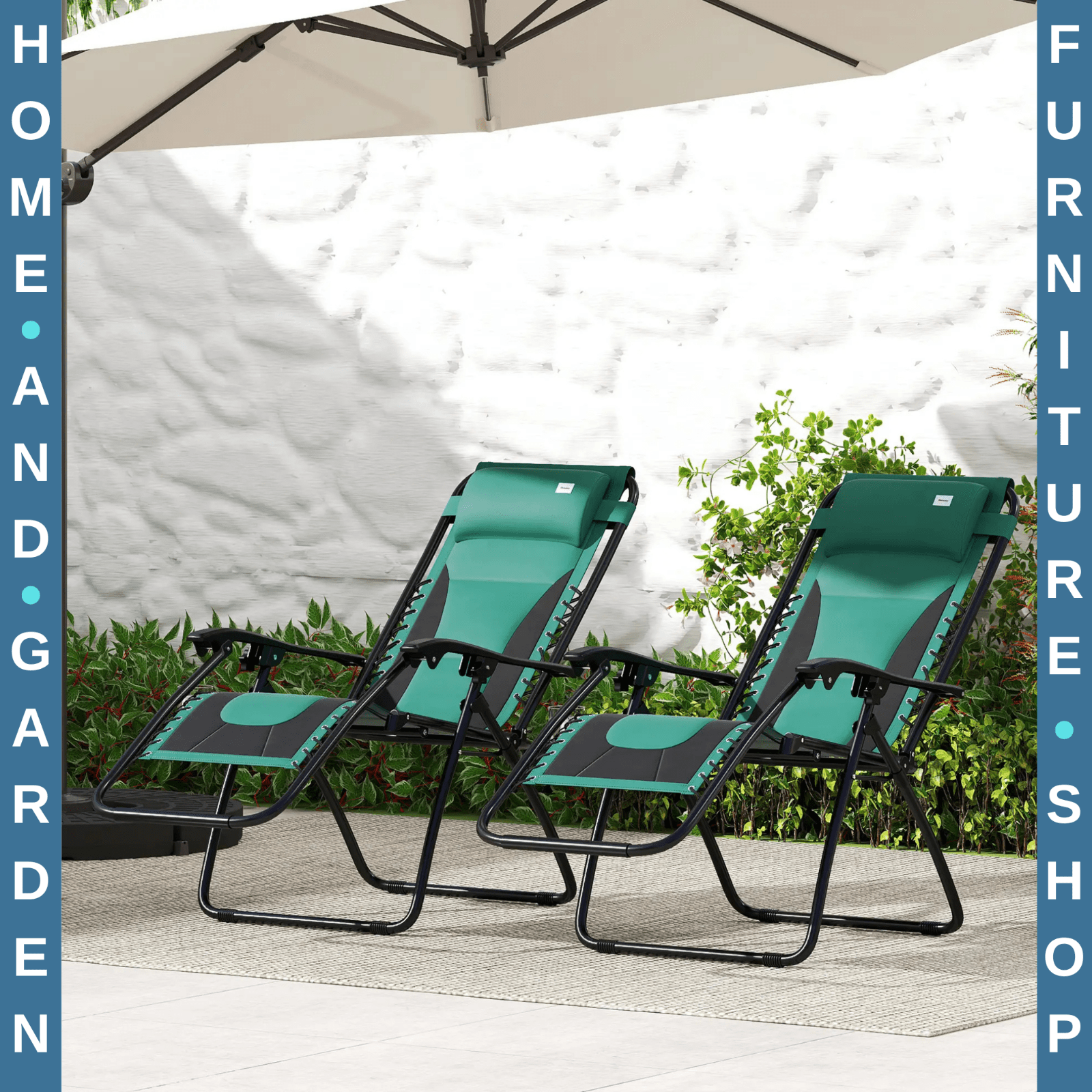 Foldable Reclining Garden Chair Set of 2 Zero Gravity Padded Seat Cup Holder - Home and Garden Furniture Shop - #rustic - furniture#