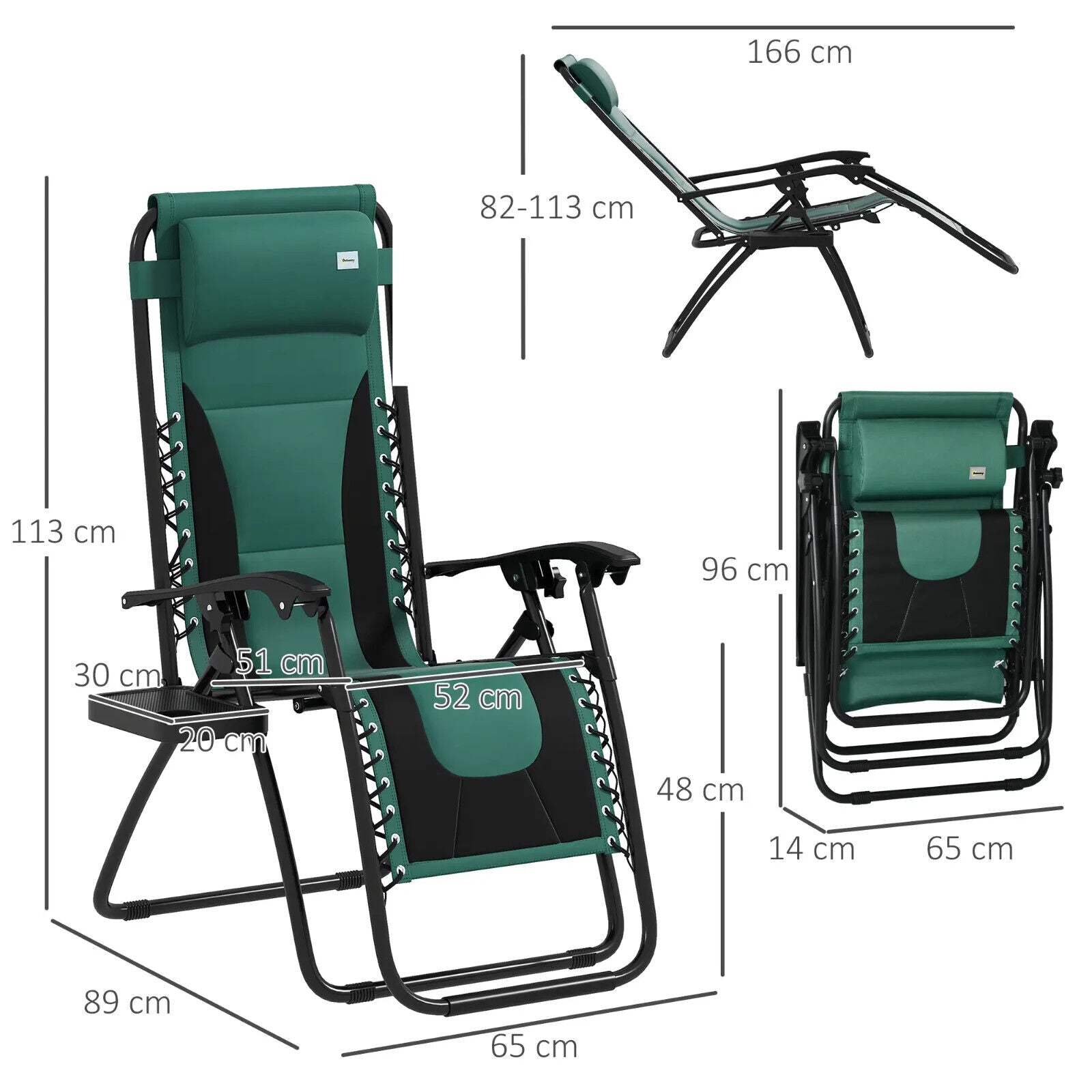 Foldable Reclining Garden Chair Set of 2 Zero Gravity Padded Seat Cup Holder - Home and Garden Furniture Shop - #rustic - furniture#