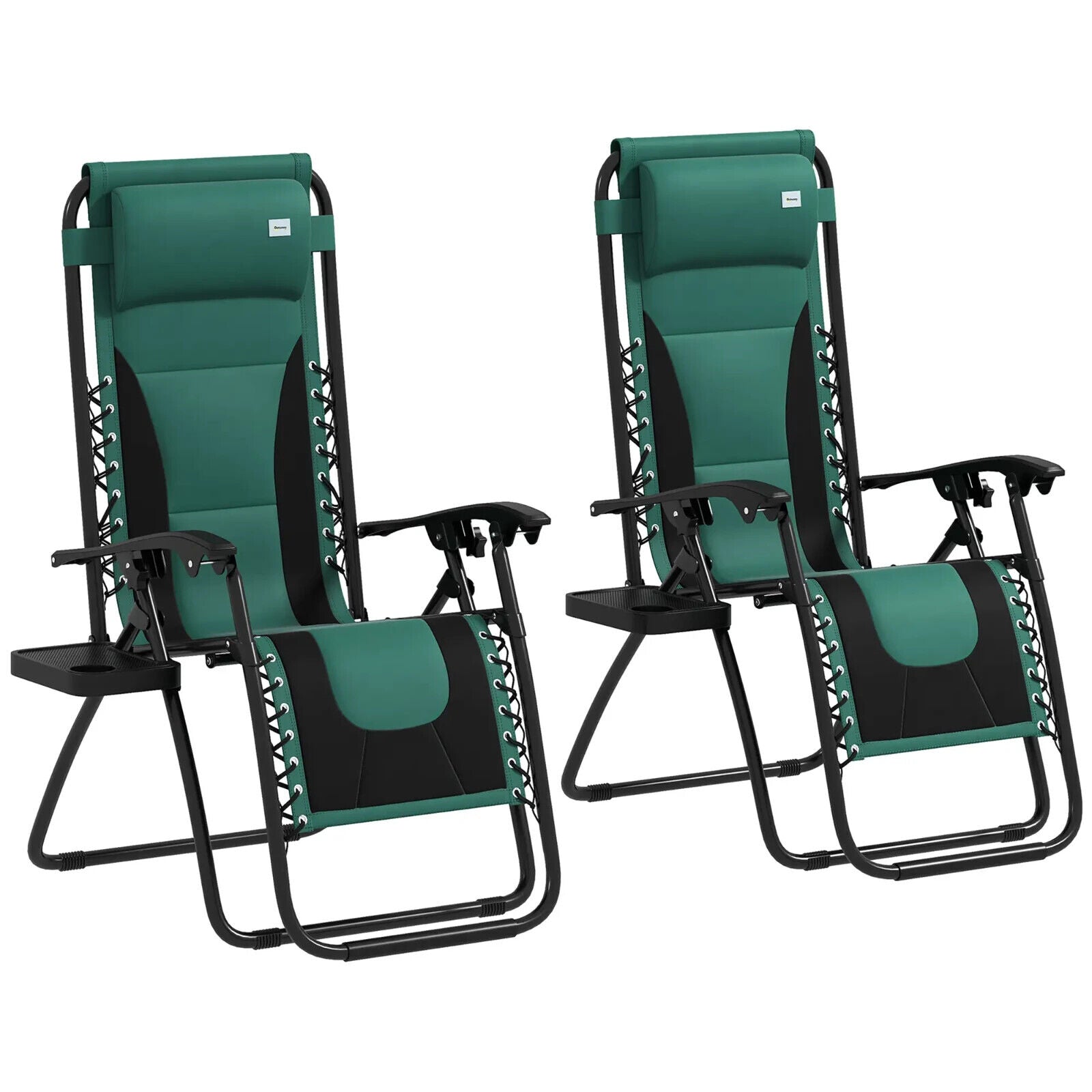 Foldable Reclining Garden Chair Set of 2 Zero Gravity Padded Seat Cup Holder - Home and Garden Furniture Shop - #rustic - furniture#