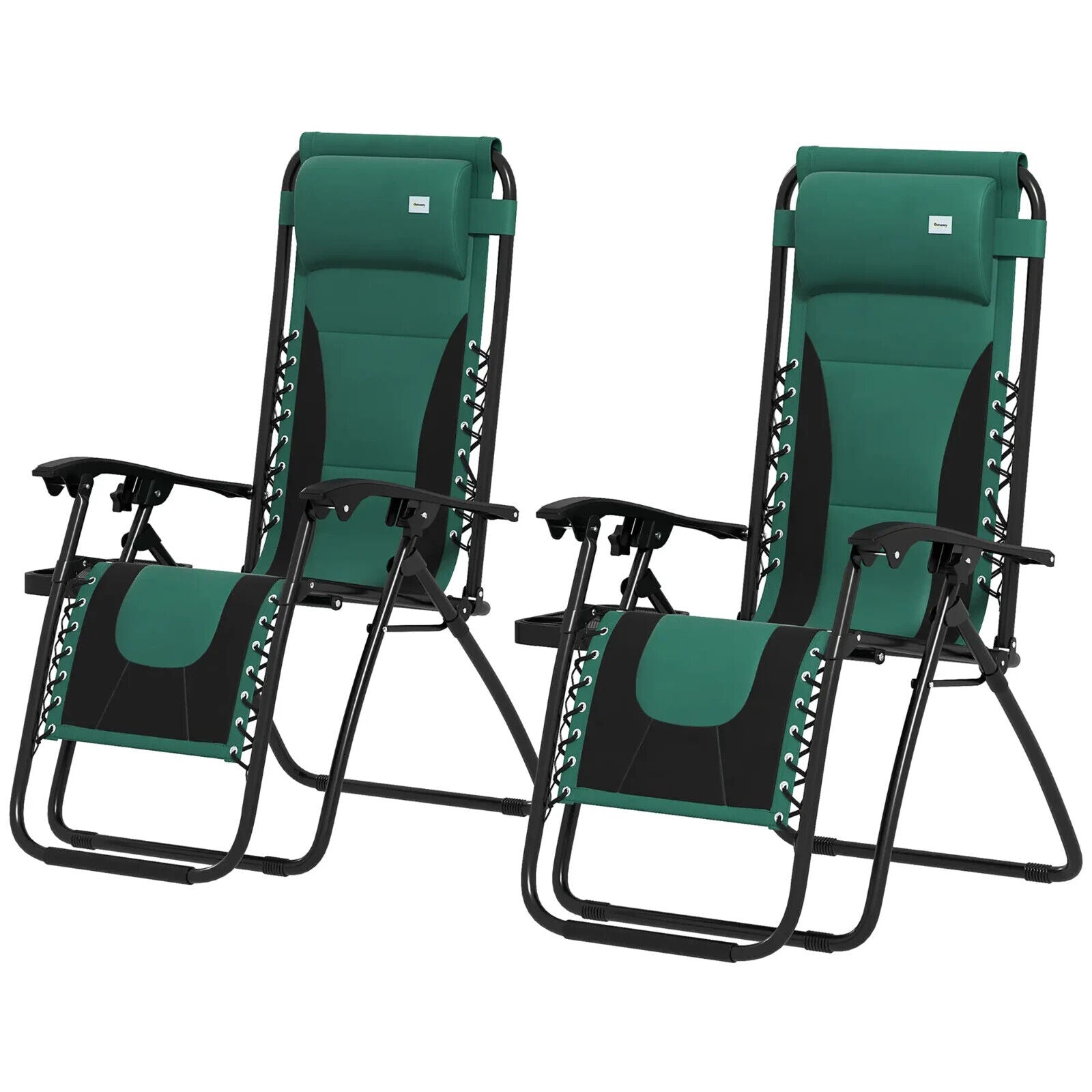 Foldable Reclining Garden Chair Set of 2 Zero Gravity Padded Seat Cup Holder - Home and Garden Furniture Shop - #rustic - furniture#