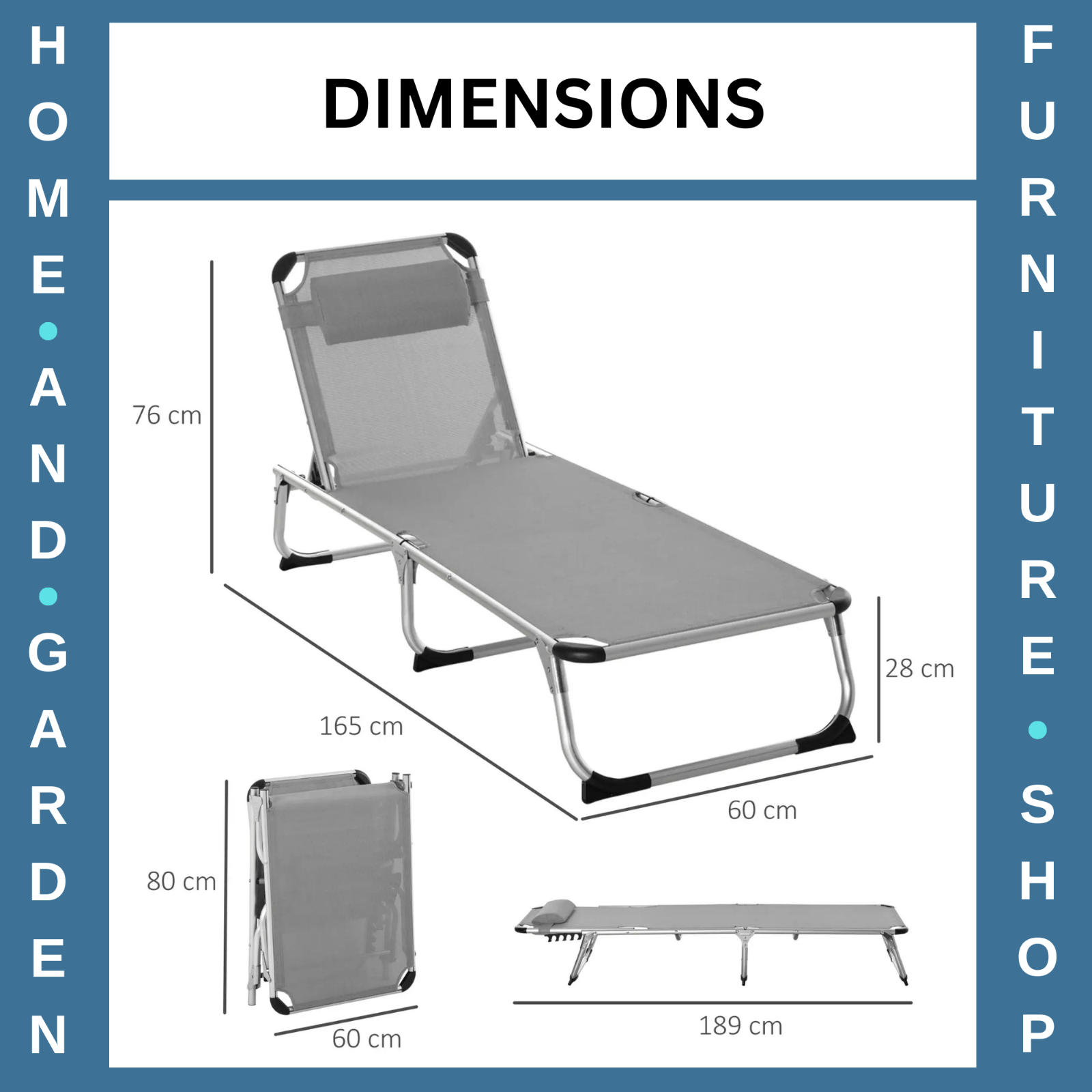 Foldable Reclining Sun Lounger Chair Camping Bed with Pillow 4 Level Aluminium - Home and Garden Furniture Shop - rustic - furniture