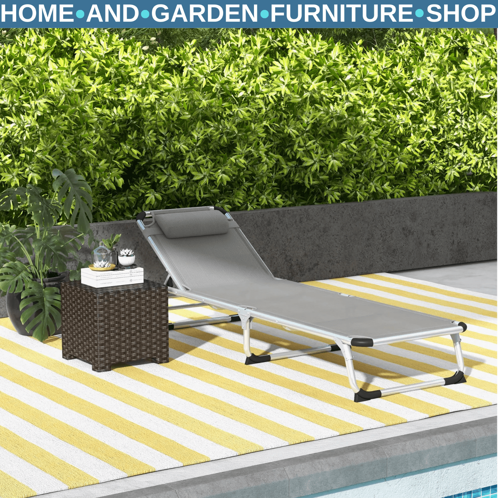 Foldable Reclining Sun Lounger Chair Camping Bed with Pillow 4 Level Aluminium - Home and Garden Furniture Shop - rustic - furniture