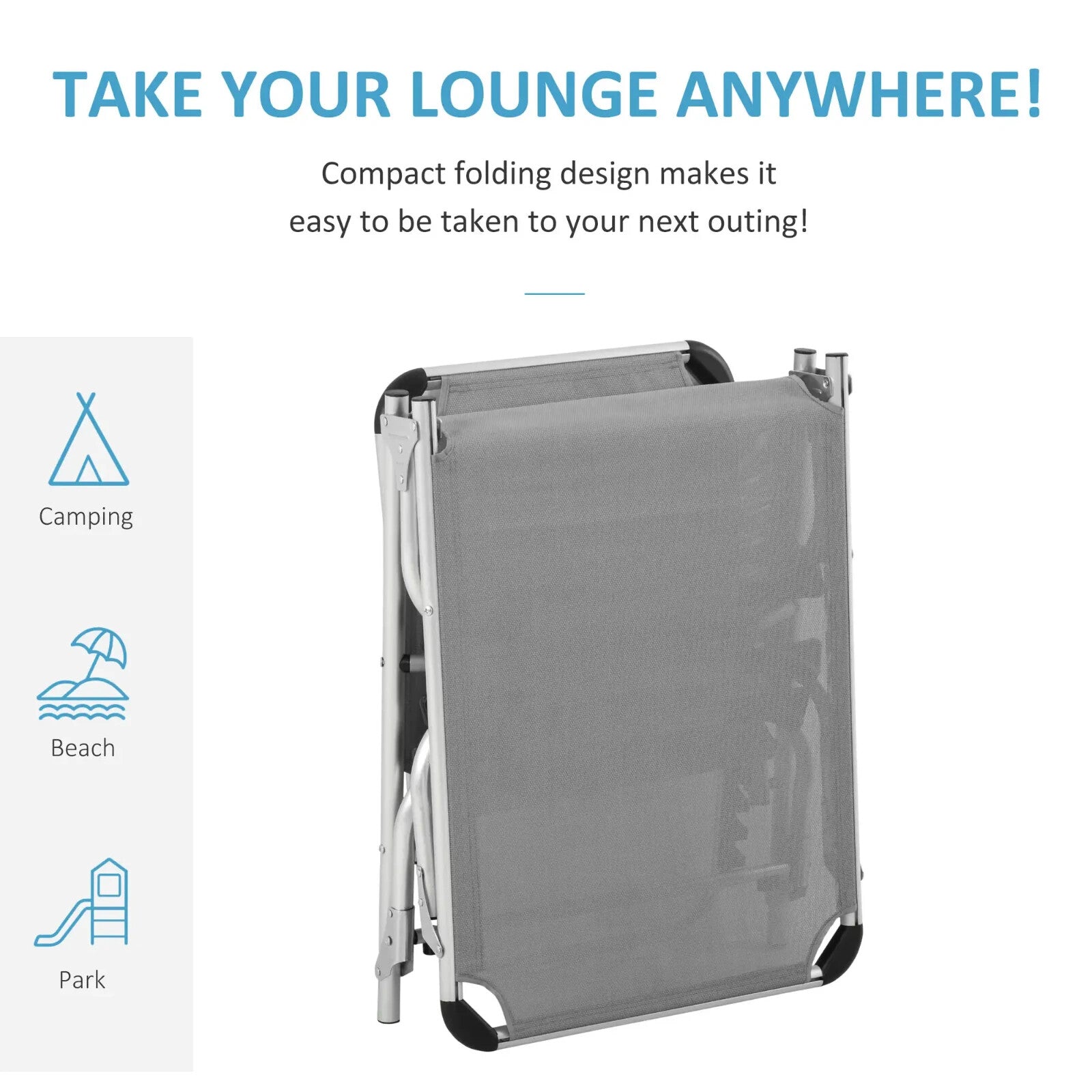 Foldable Reclining Sun Lounger Chair Camping Bed with Pillow 4 Level Aluminium - Home and Garden Furniture Shop - rustic - furniture