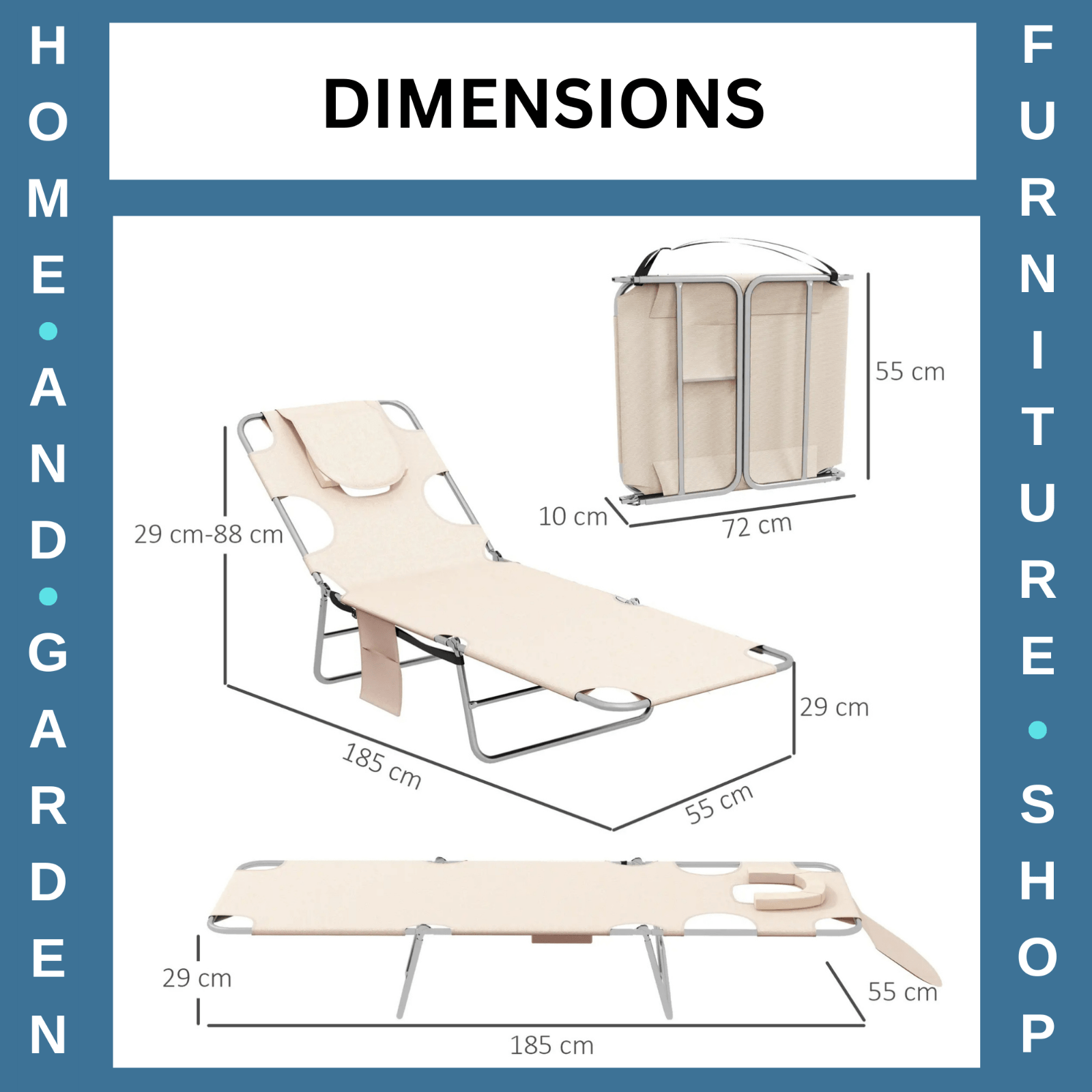 Foldable Sun Lounger Set of 2 Beach Recliners w/ Arm Slots & Adjustable Backrest - Home and Garden Furniture Shop - #rustic - furniture#