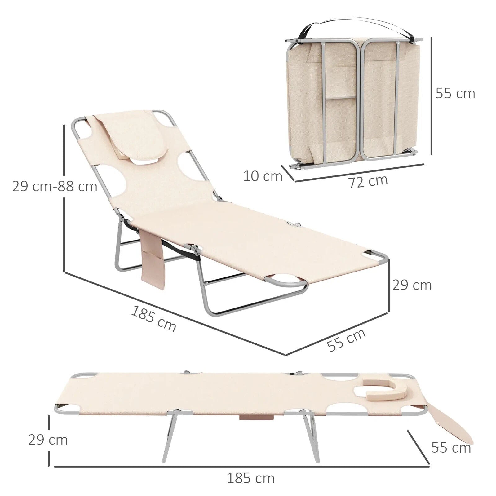 Foldable Sun Lounger Set of 2 Beach Recliners w/ Arm Slots & Adjustable Backrest - Home and Garden Furniture Shop - #rustic - furniture#