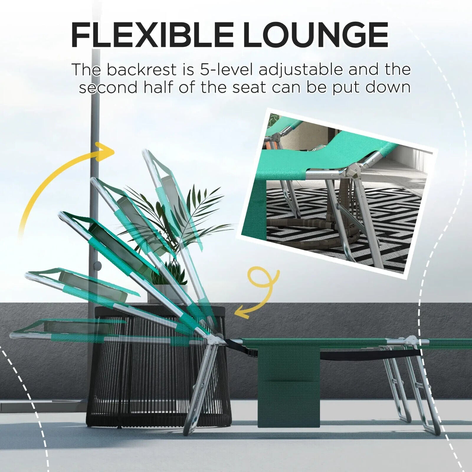 Foldable Sun Lounger Set of 2 Portable Outdoor Recliner with Adjustable Backrest - Home and Garden Furniture Shop - #rustic - furniture#