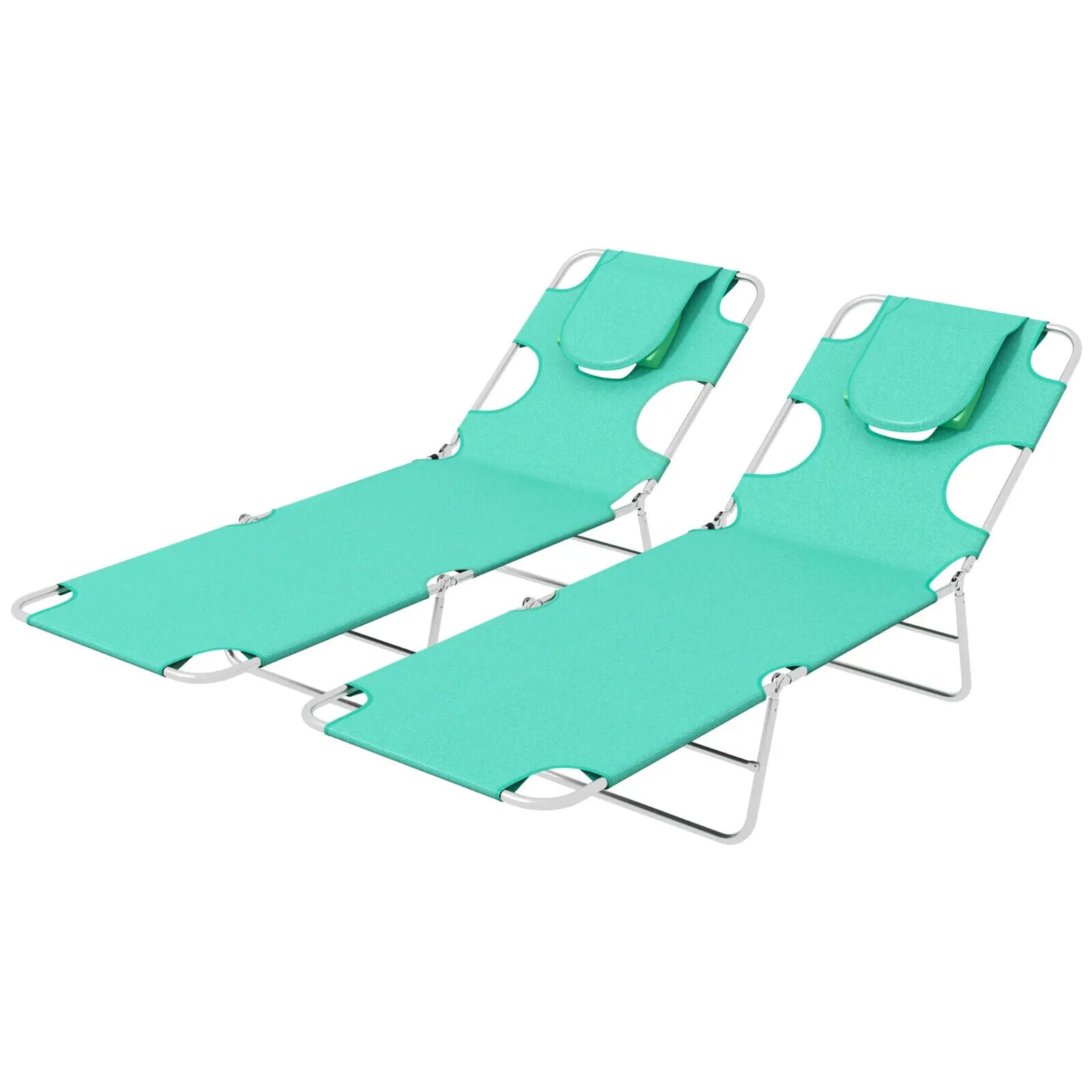Foldable Sun Lounger Set of 2 Portable Outdoor Recliner with Adjustable Backrest - Home and Garden Furniture Shop - #rustic - furniture#