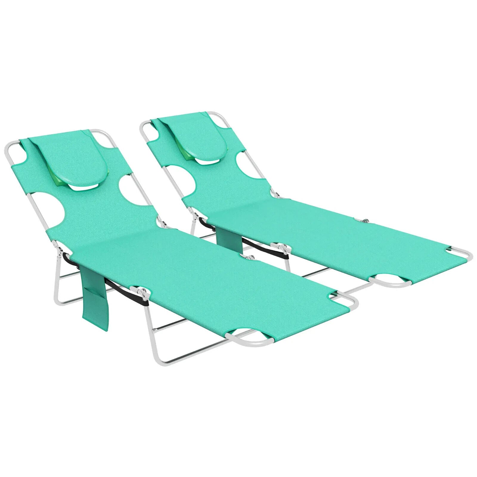 Foldable Sun Lounger Set of 2 Portable Outdoor Recliner with Adjustable Backrest - Home and Garden Furniture Shop - #rustic - furniture#