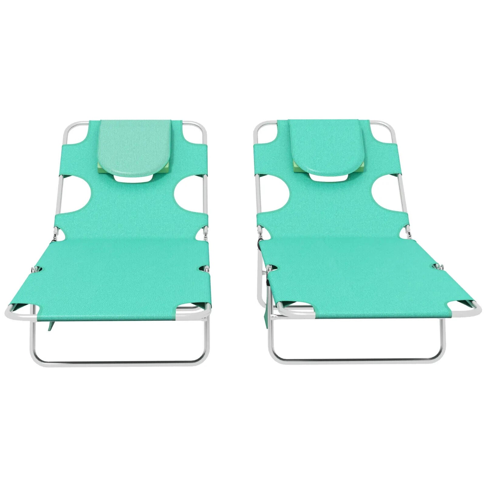 Foldable Sun Lounger Set of 2 Portable Outdoor Recliner with Adjustable Backrest - Home and Garden Furniture Shop - #rustic - furniture#