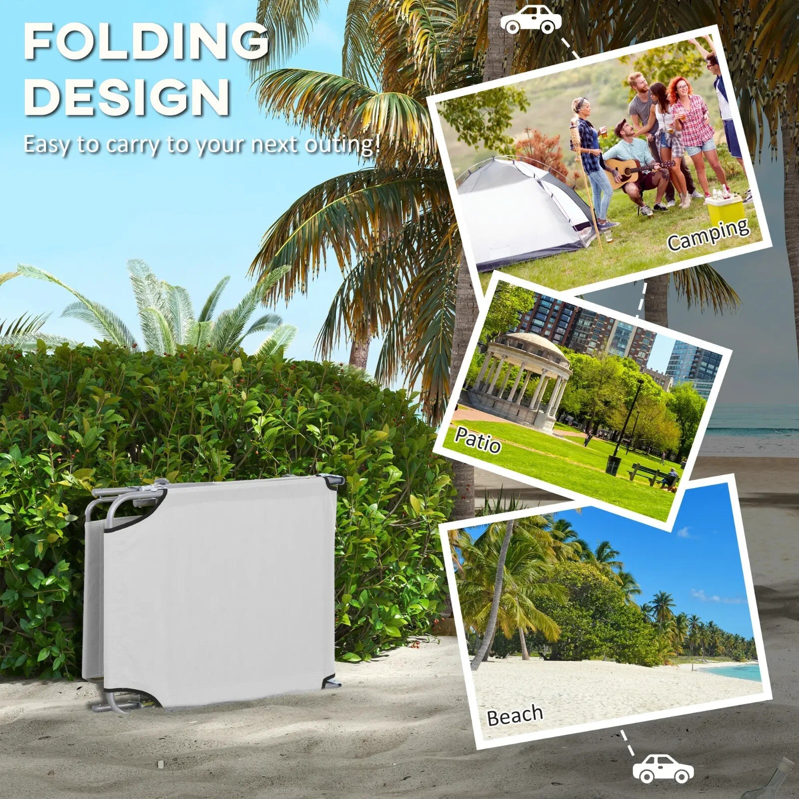 Foldable Sun Lounger Set of 2 with 4 Level Reclining Backrest for Outdoor Use - Home and Garden Furniture Shop - rustic - furniture