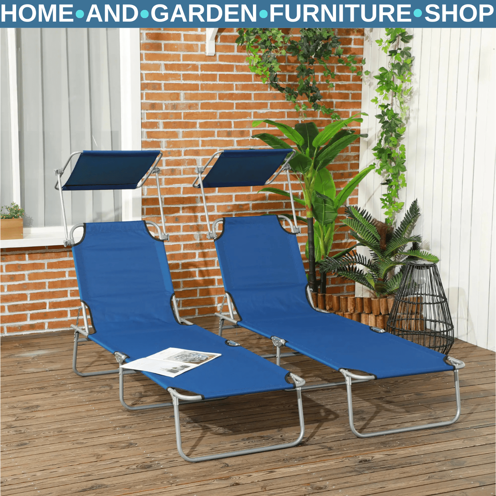 Foldable Sun Lounger Set of 2 with 4 Level Reclining Backrest for Outdoor Use - Home and Garden Furniture Shop - rustic - furniture