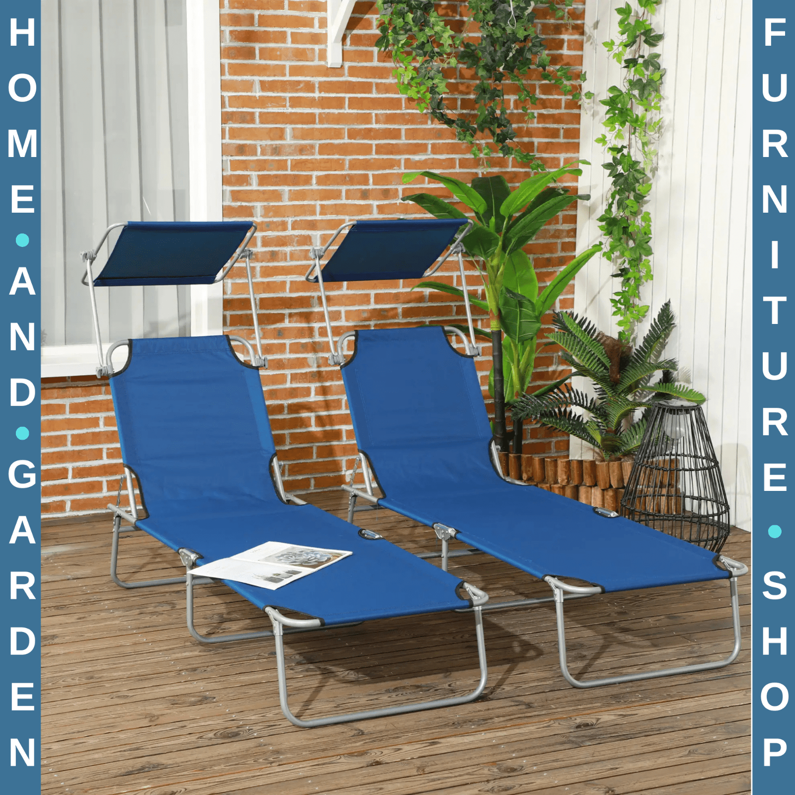 Foldable Sun Lounger Set of 2 with 4 Level Reclining Backrest for Outdoor Use - Home and Garden Furniture Shop - rustic - furniture