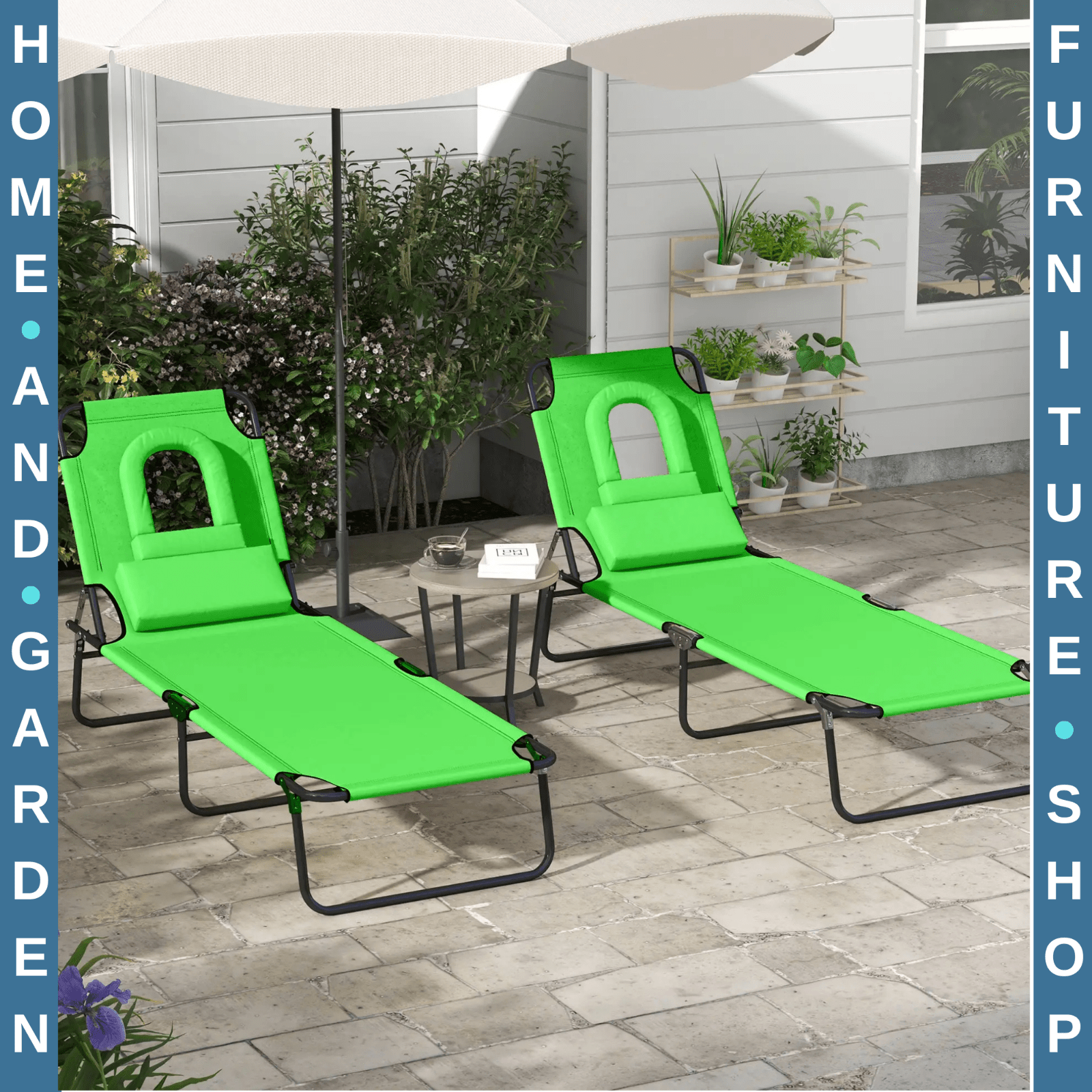 Foldable Sun Lounger Set of 2 with Pillow – 4 - Level Adjustable Reclining Chairs - Home and Garden Furniture Shop - rustic - furniture
