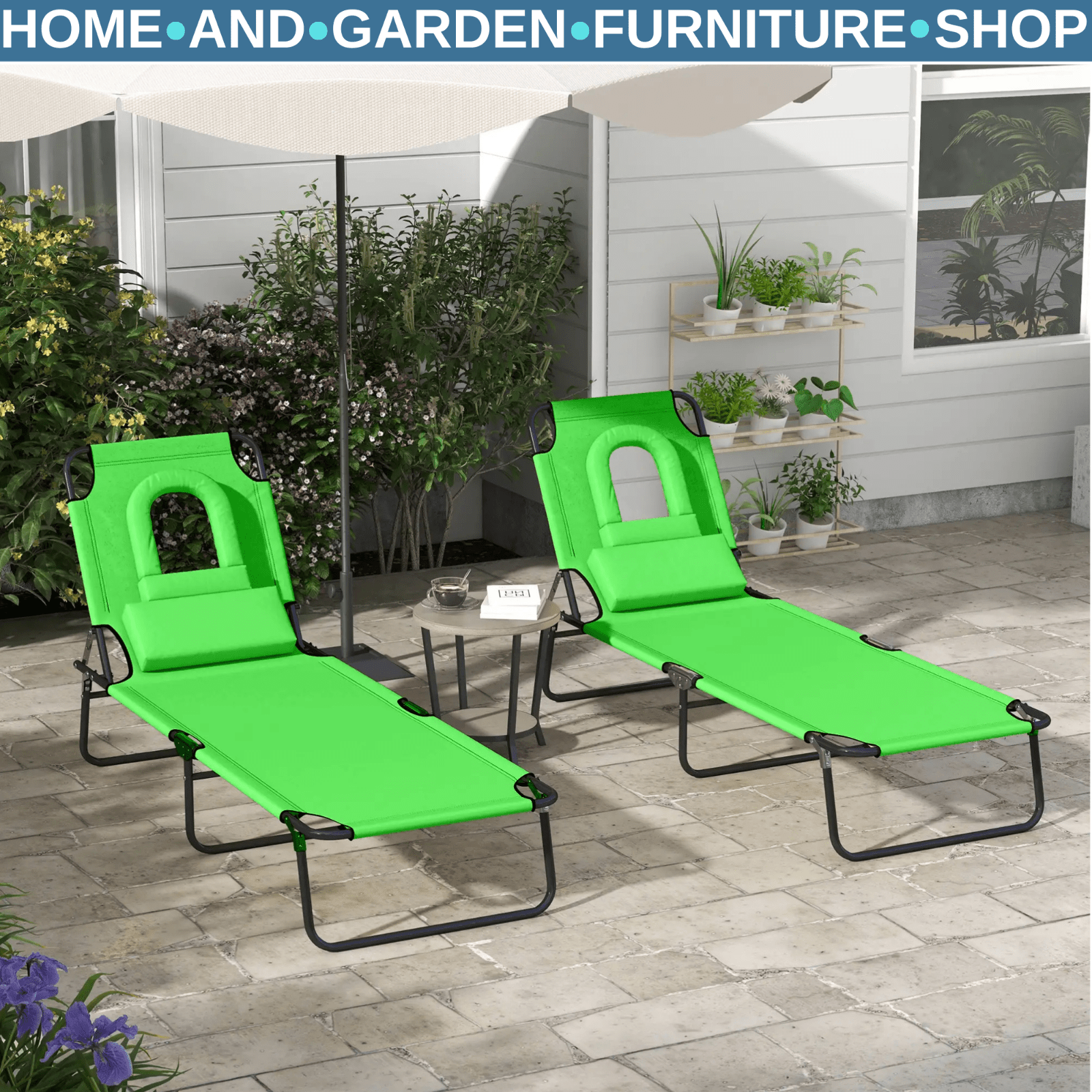 Foldable Sun Lounger Set of 2 with Pillow – 4 - Level Adjustable Reclining Chairs - Home and Garden Furniture Shop - rustic - furniture