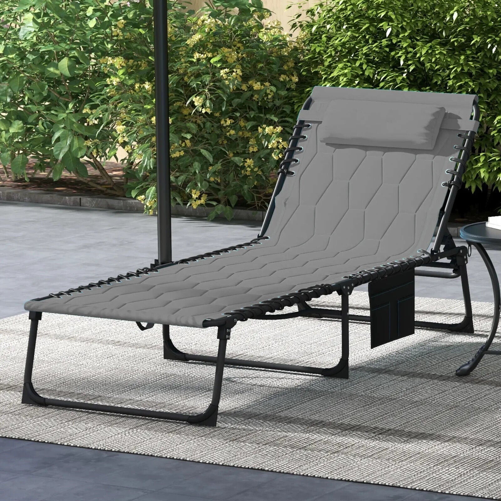 Foldable Sun Lounger with Padded Seat and 5 Level Reclining Back for Garden - Home and Garden Furniture Shop - #rustic - furniture#