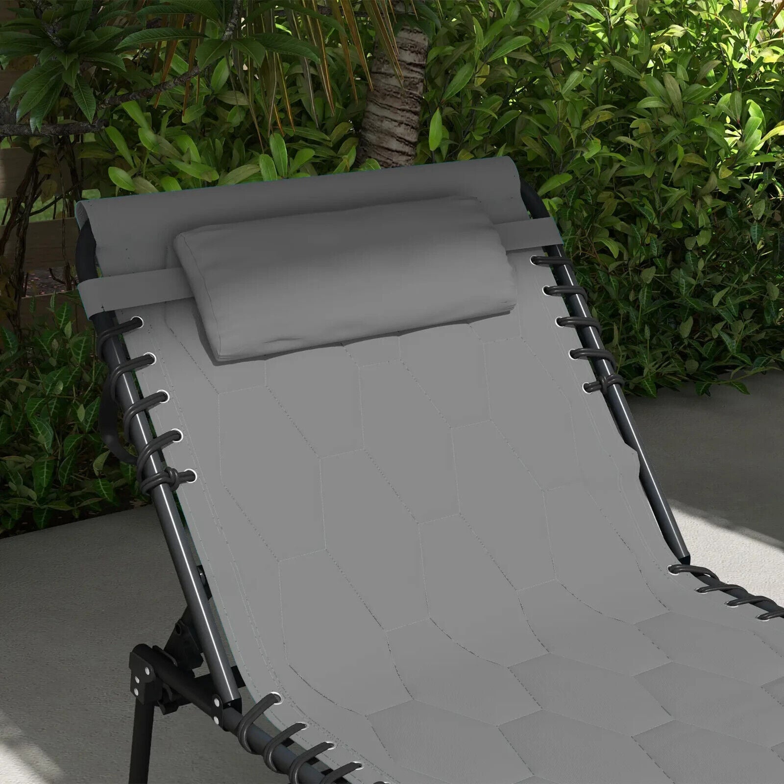 Foldable Sun Lounger with Padded Seat and 5 Level Reclining Back for Garden - Home and Garden Furniture Shop - #rustic - furniture#