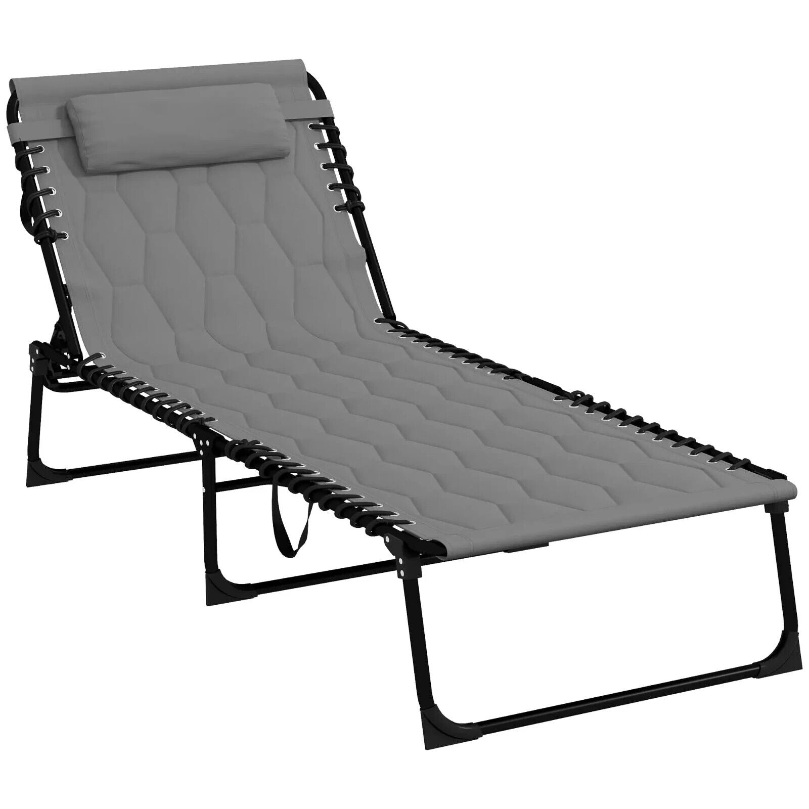 Foldable Sun Lounger with Padded Seat and 5 Level Reclining Back for Garden - Home and Garden Furniture Shop - #rustic - furniture#