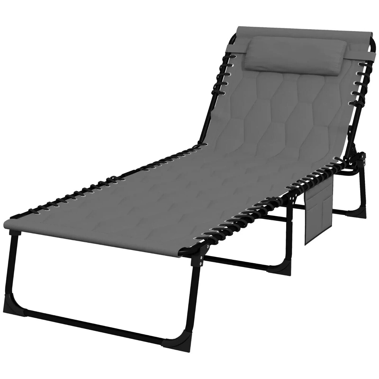 Foldable Sun Lounger with Padded Seat and 5 Level Reclining Back for Garden - Home and Garden Furniture Shop - #rustic - furniture#