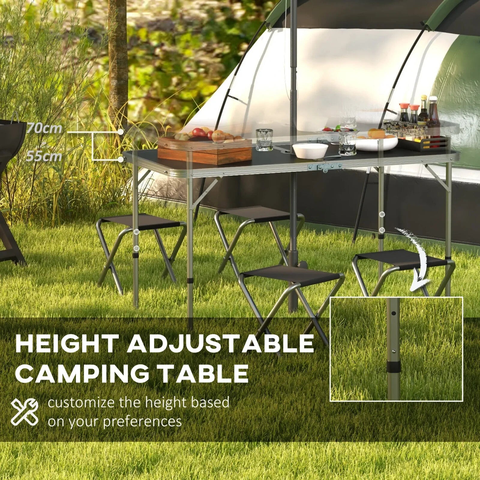 Folding Camping Table and Chairs Set for Outdoor Indoor BBQ Picnic Garden Use - Home and Garden Furniture Shop - rustic - furniture