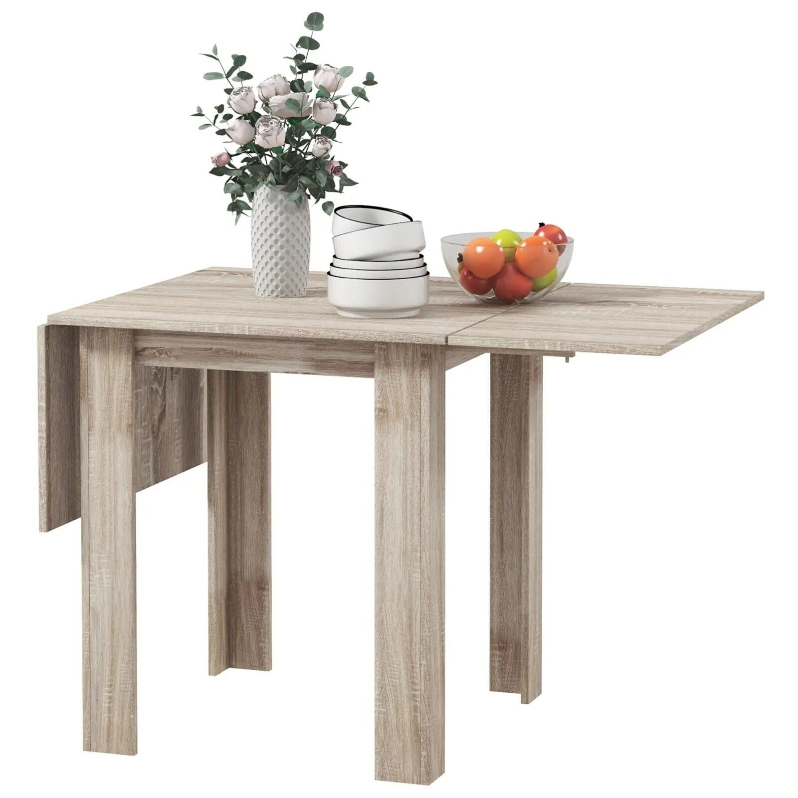 Folding Dining Table Extendable Kitchen Table Drop Leaf Space Saving Oak Effect - Home and Garden Furniture Shop - rustic - furniture