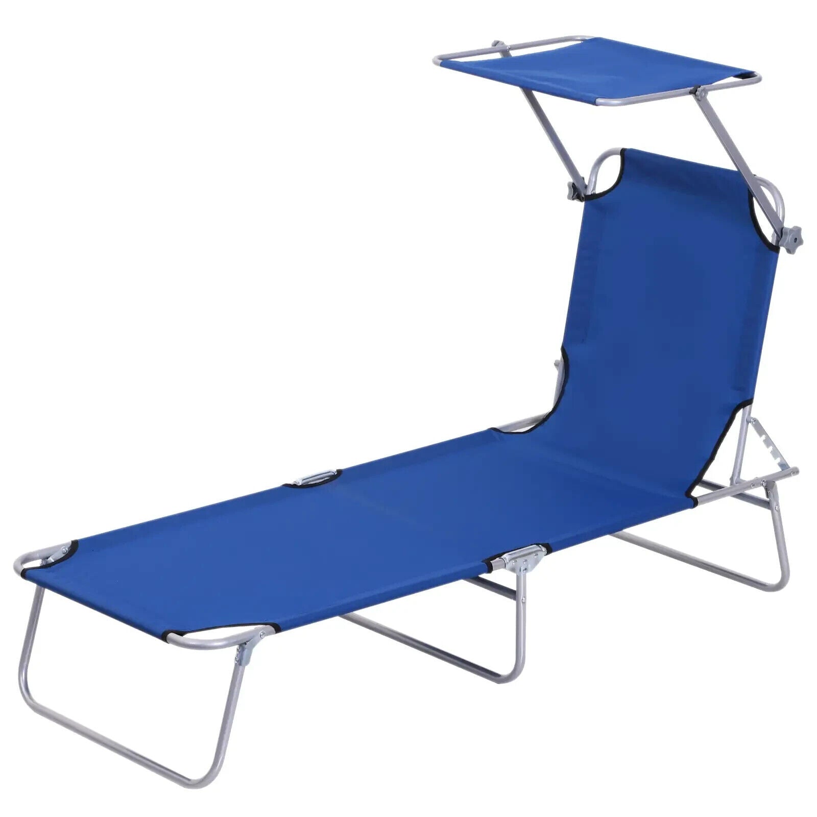 Folding Garden Sun Lounger Chair with Sunshade Recliner Hammock for Outdoor Blue - Home and Garden Furniture Shop - #rustic - furniture#