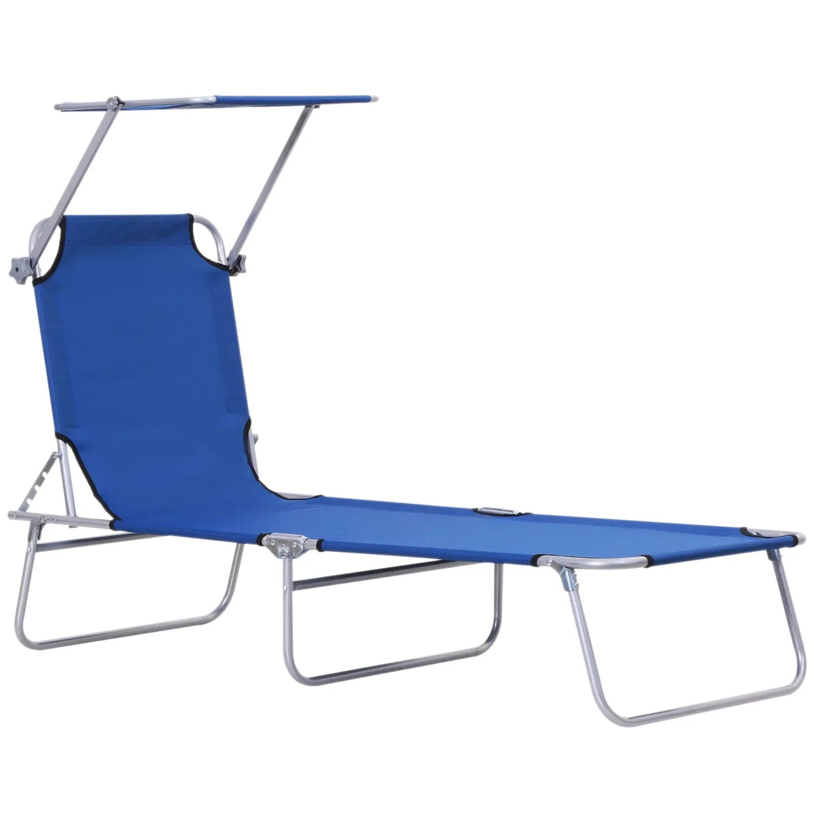Folding Garden Sun Lounger Chair with Sunshade Recliner Hammock for Outdoor Blue - Home and Garden Furniture Shop - #rustic - furniture#