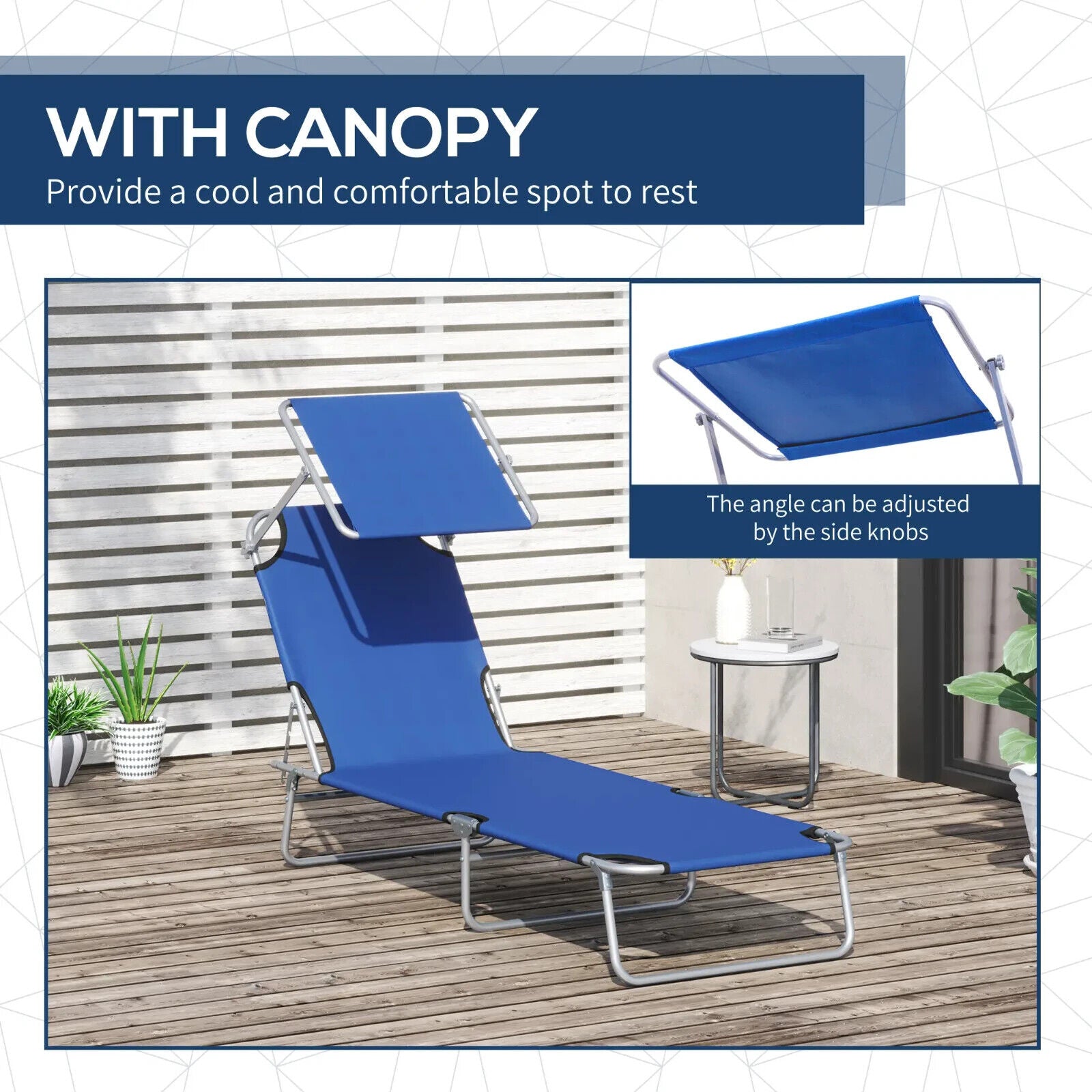 Folding Garden Sun Lounger Chair with Sunshade Recliner Hammock for Outdoor Blue - Home and Garden Furniture Shop - #rustic - furniture#