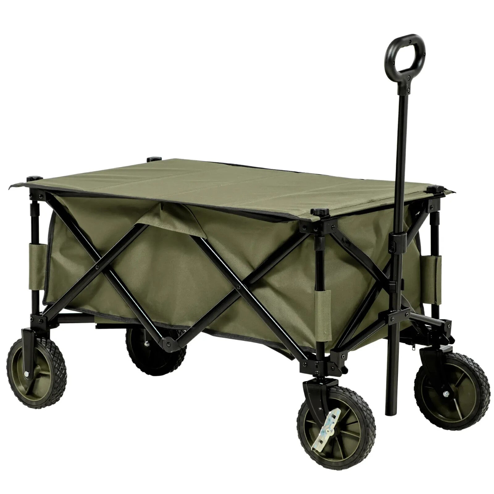 Folding Garden Trolley Wagon on Wheels Collapsible Utility Cart with Table Top - Home and Garden Furniture Shop - rustic - furniture