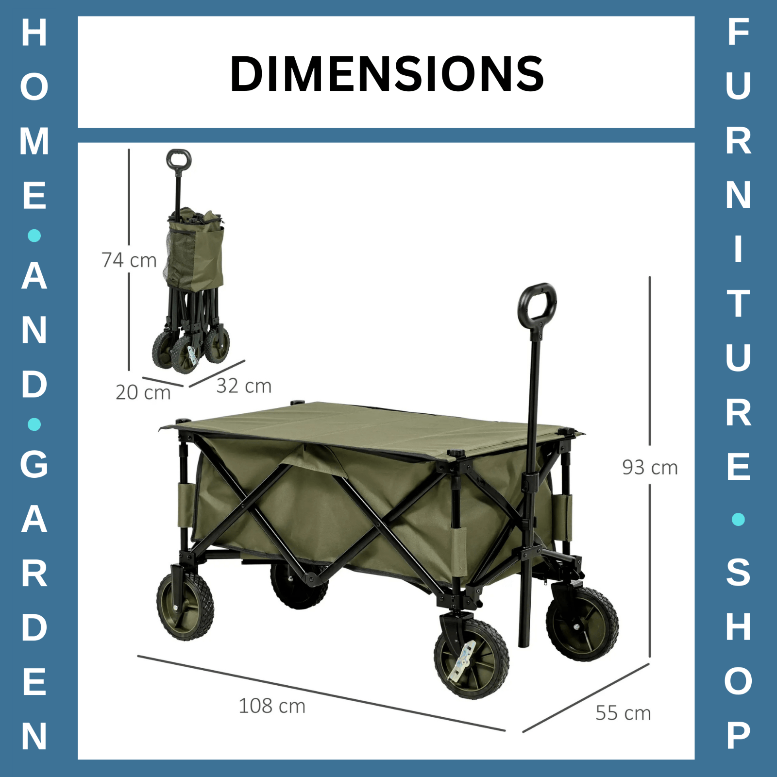 Folding Garden Trolley Wagon on Wheels Collapsible Utility Cart with Table Top - Home and Garden Furniture Shop - rustic - furniture