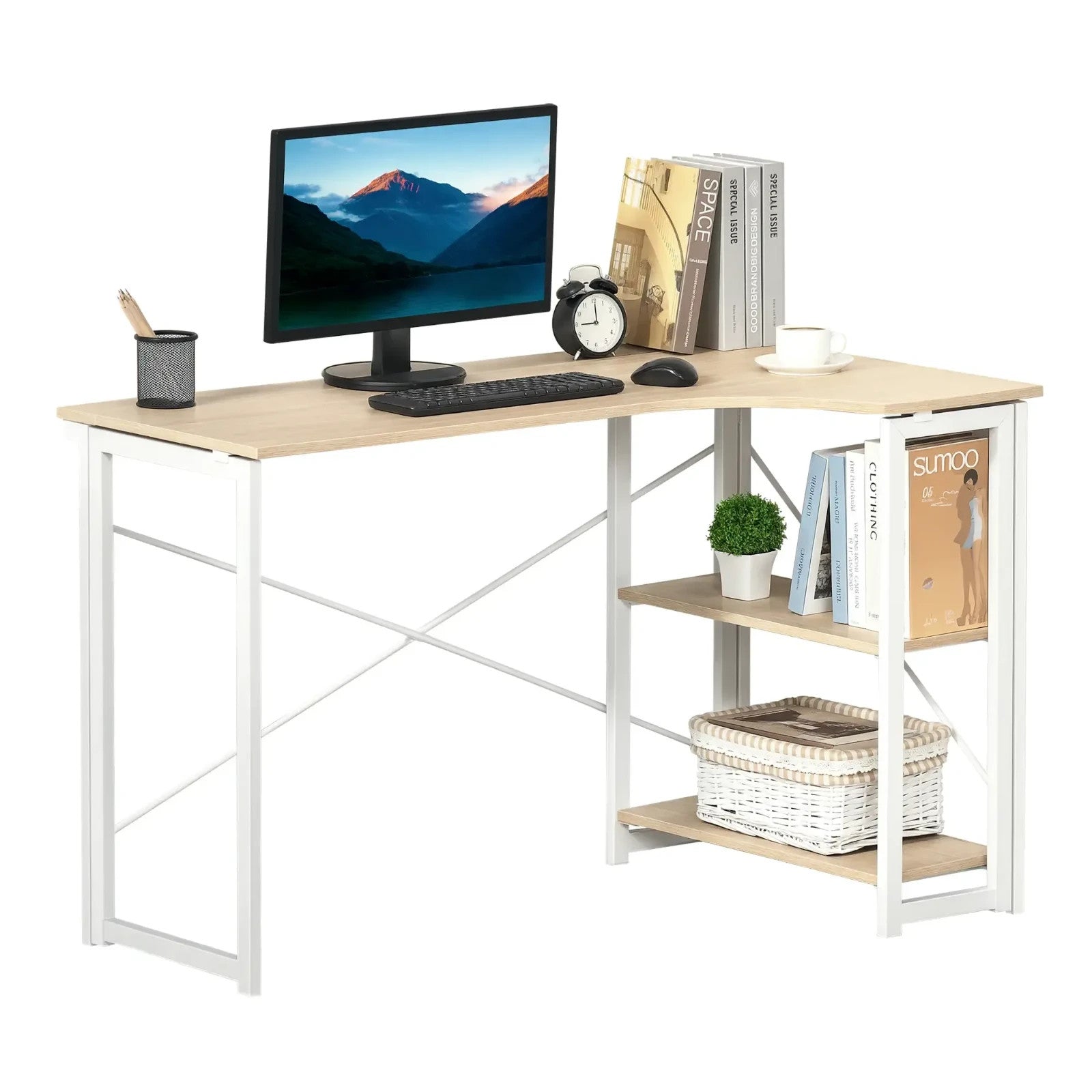 Folding L Shaped Corner Computer Desk Workstation for Home Office Study Bedroom - Home and Garden Furniture Shop - rustic - furniture
