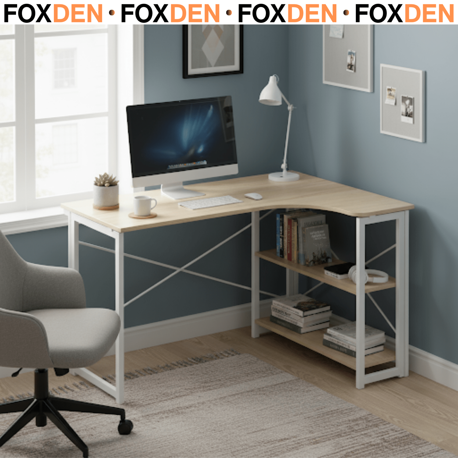 Folding L Shaped Corner Computer Desk Workstation for Home Office Study Bedroom - Home and Garden Furniture Shop - rustic - furniture