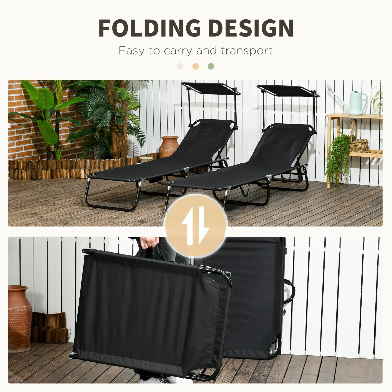 Folding Outdoor Chaise Lounge Pool Chairs with Reclining Back Steel Frame - Home and Garden Furniture Shop - #rustic - furniture#