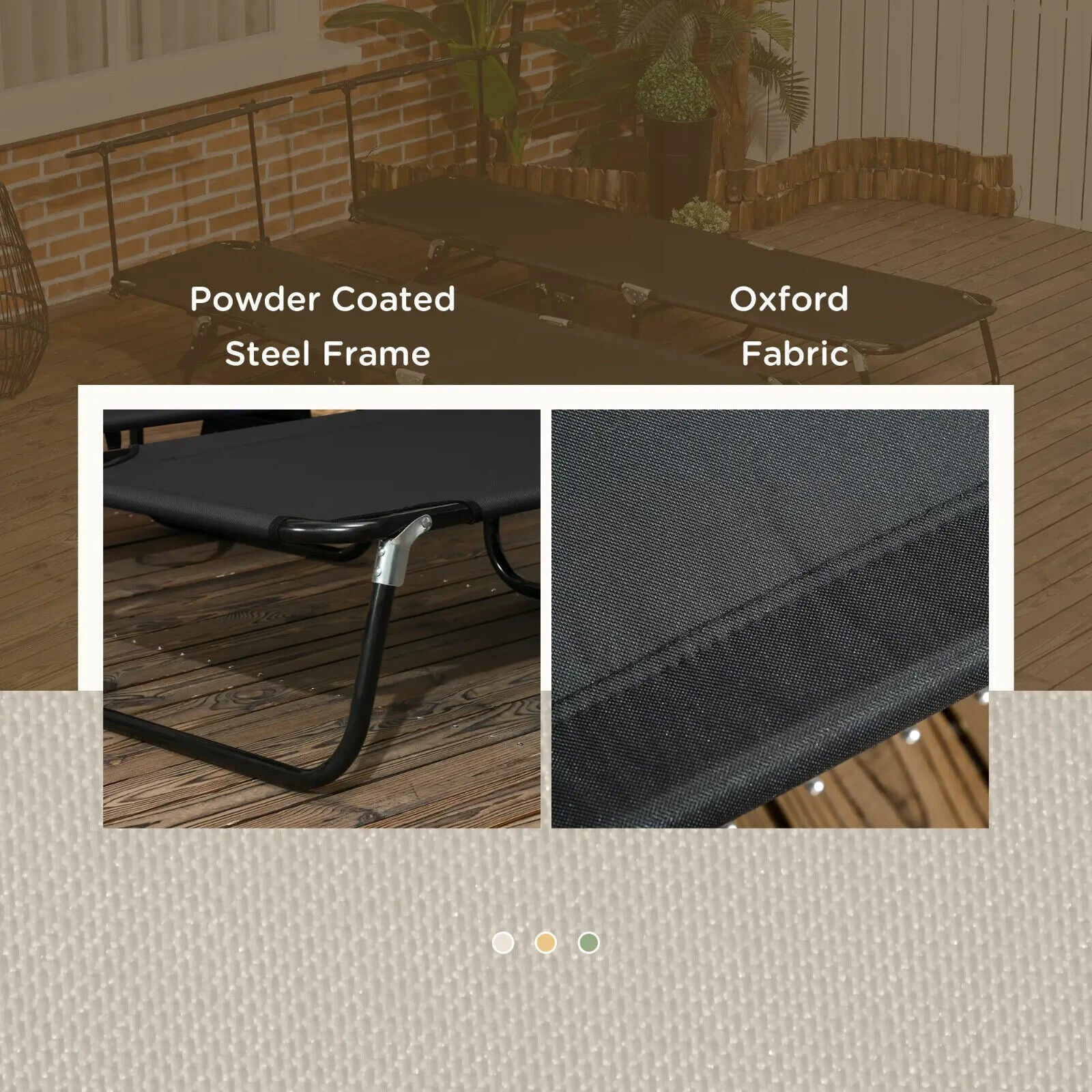 Folding Outdoor Chaise Lounge Pool Chairs with Reclining Back Steel Frame - Home and Garden Furniture Shop - #rustic - furniture#
