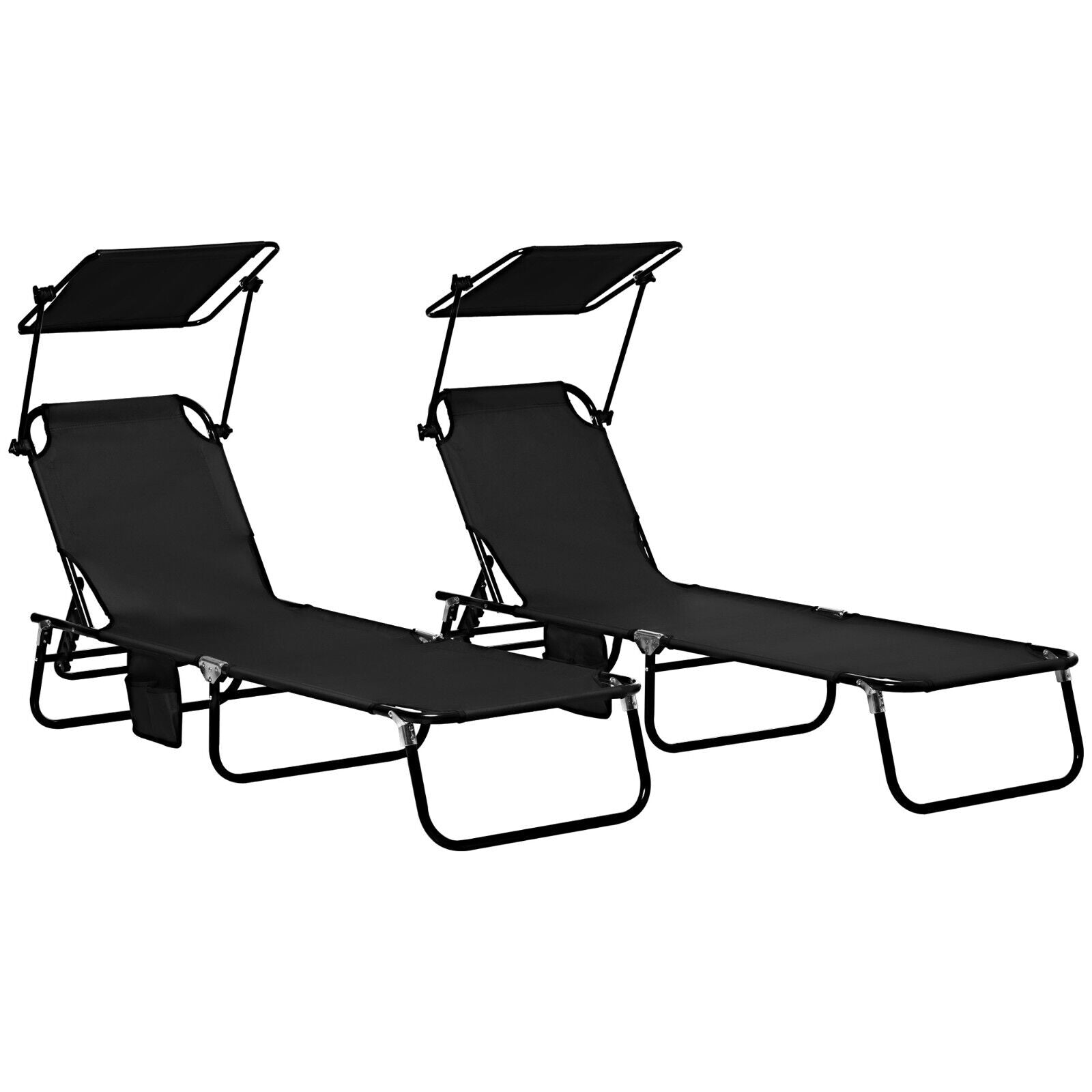 Folding Outdoor Chaise Lounge Pool Chairs with Reclining Back Steel Frame - Home and Garden Furniture Shop - #rustic - furniture#