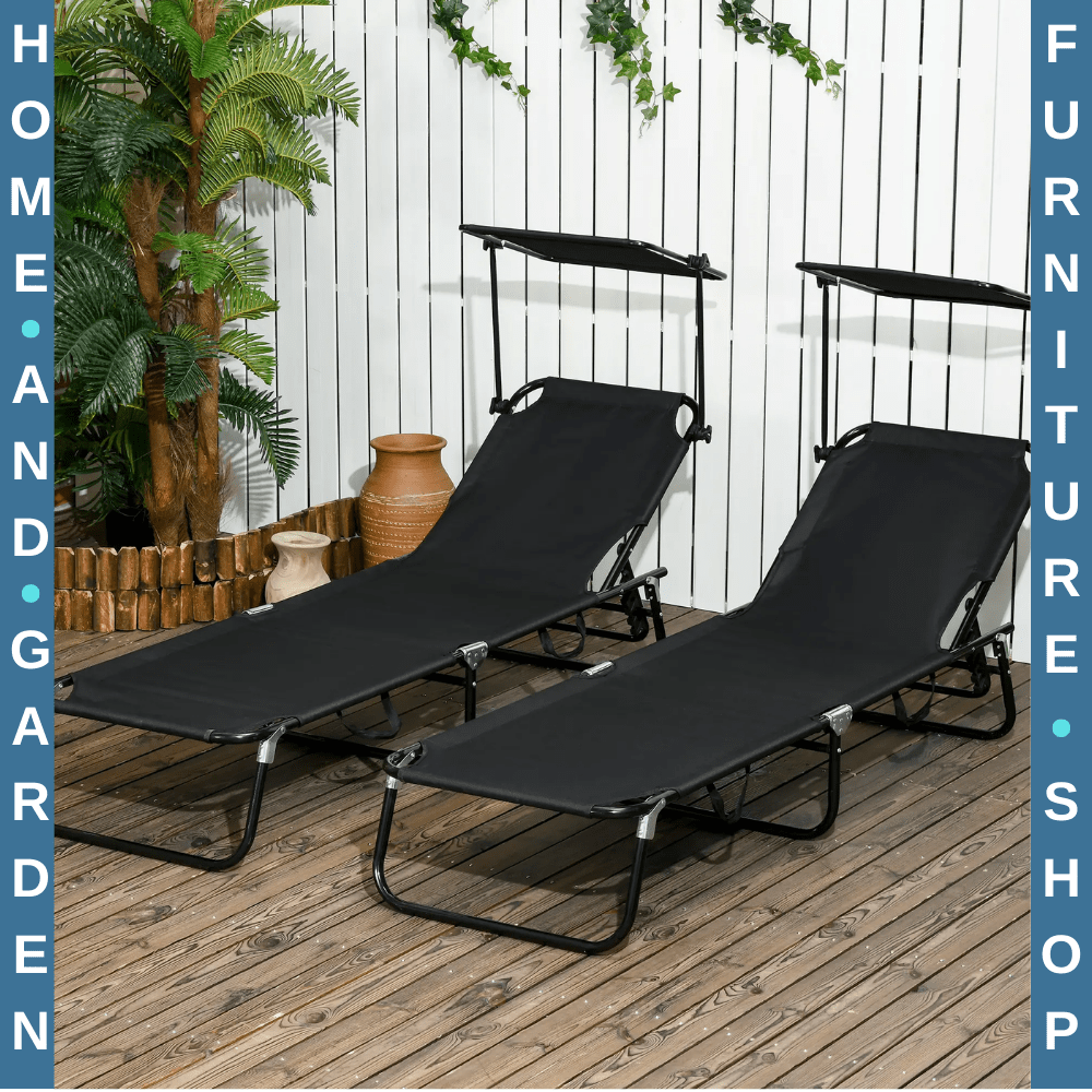 Folding Outdoor Chaise Lounge Pool Chairs with Reclining Back Steel Frame - Home and Garden Furniture Shop - #rustic - furniture#