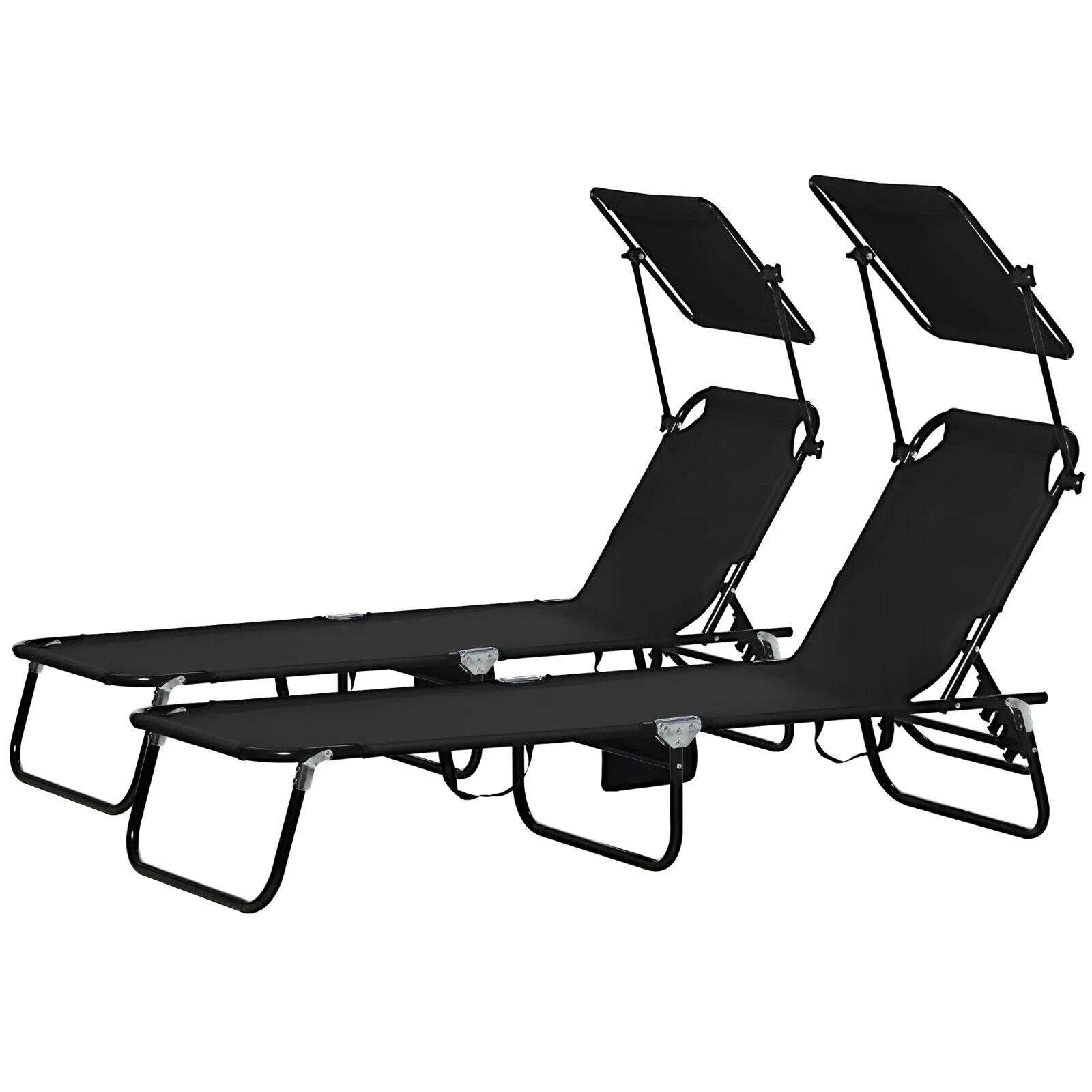 Folding Outdoor Chaise Lounge Pool Chairs with Reclining Back Steel Frame - Home and Garden Furniture Shop - #rustic - furniture#
