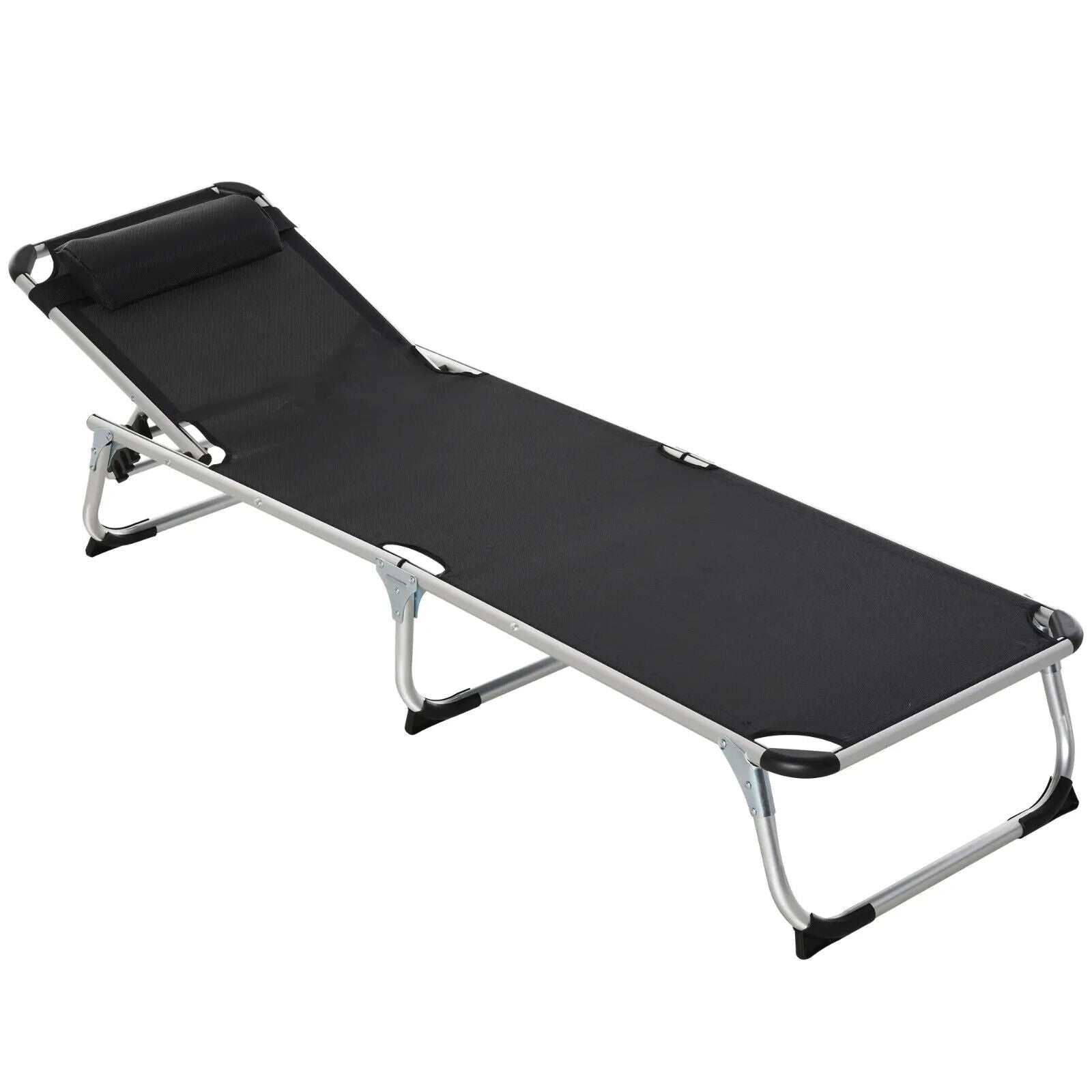 Folding Outdoor Reclining Sun Lounger Chair with Aluminium Frame Garden Black - Home and Garden Furniture Shop - #rustic - furniture#