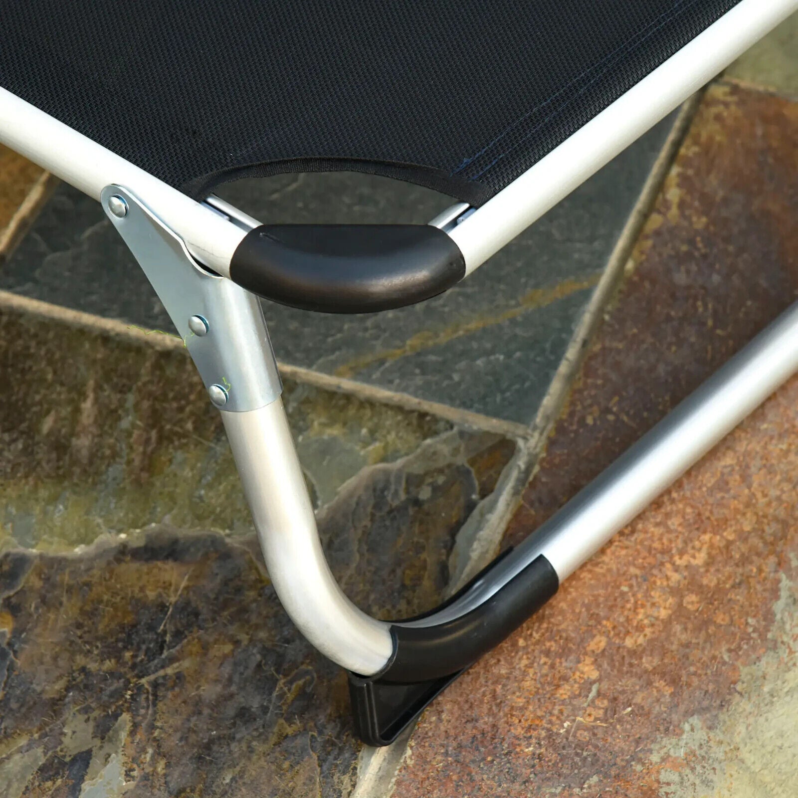 Folding Outdoor Reclining Sun Lounger Chair with Aluminium Frame Garden Black - Home and Garden Furniture Shop - #rustic - furniture#