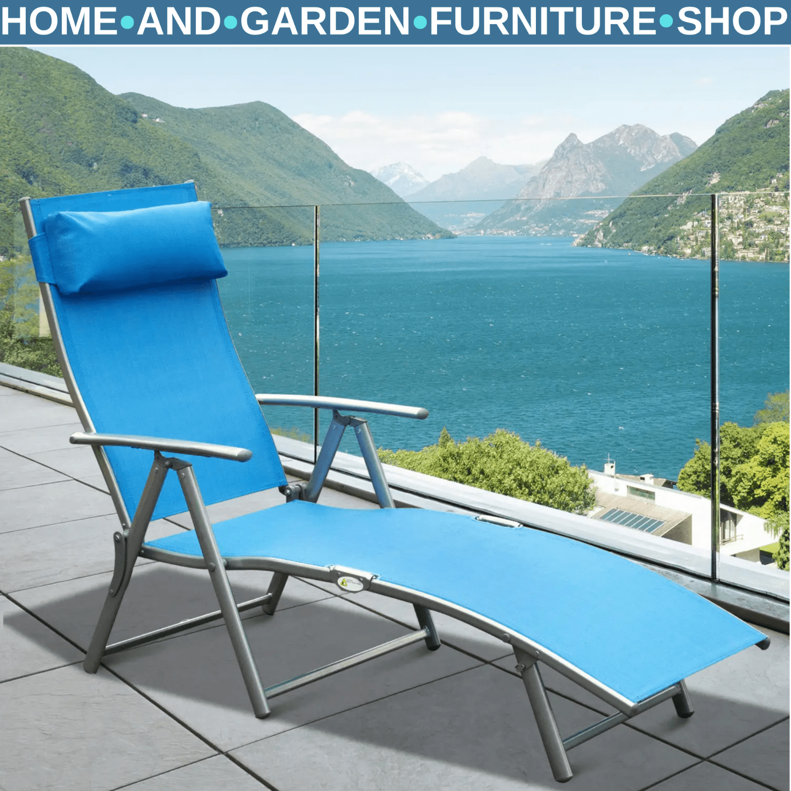 Folding Outdoor Sun Lounger Recliner Chair w/ Steel Frame Headrest and 7 Levels - Home and Garden Furniture Shop - rustic - furniture