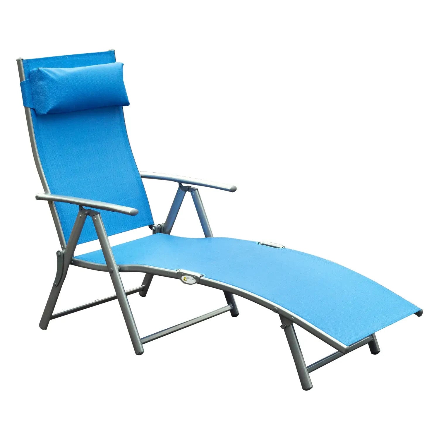Folding Outdoor Sun Lounger Recliner Chair w/ Steel Frame Headrest and 7 Levels - Home and Garden Furniture Shop - rustic - furniture