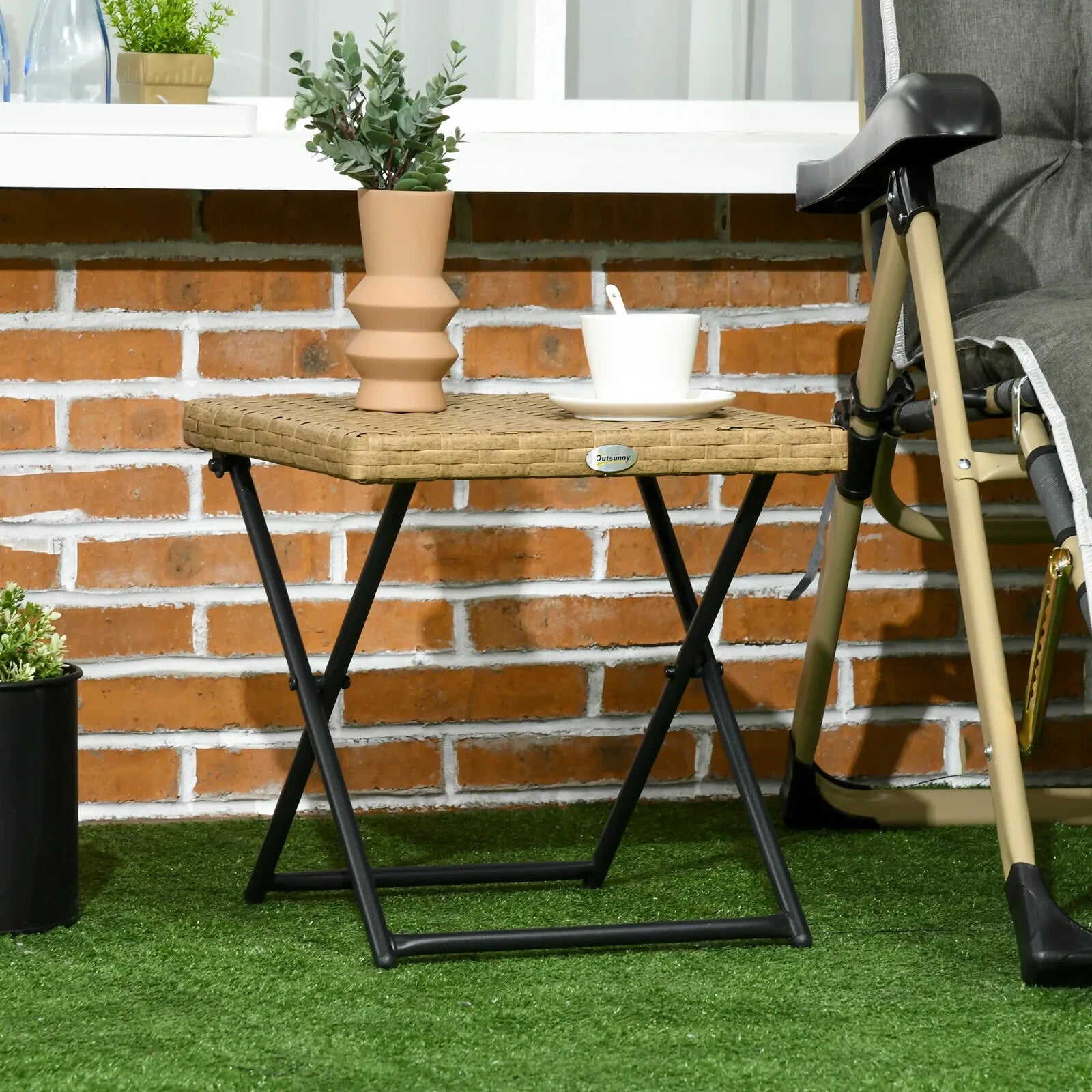 Folding Rattan Coffee Table Small Outdoor Square Bistro Balcony Garden Table - Home and Garden Furniture Shop - rustic - furniture