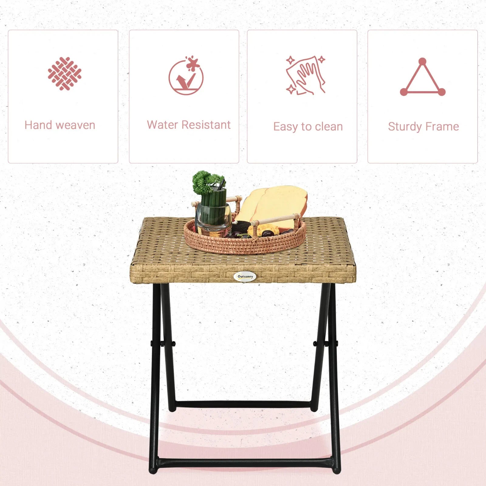 Folding Rattan Coffee Table Small Outdoor Square Bistro Balcony Garden Table - Home and Garden Furniture Shop - rustic - furniture