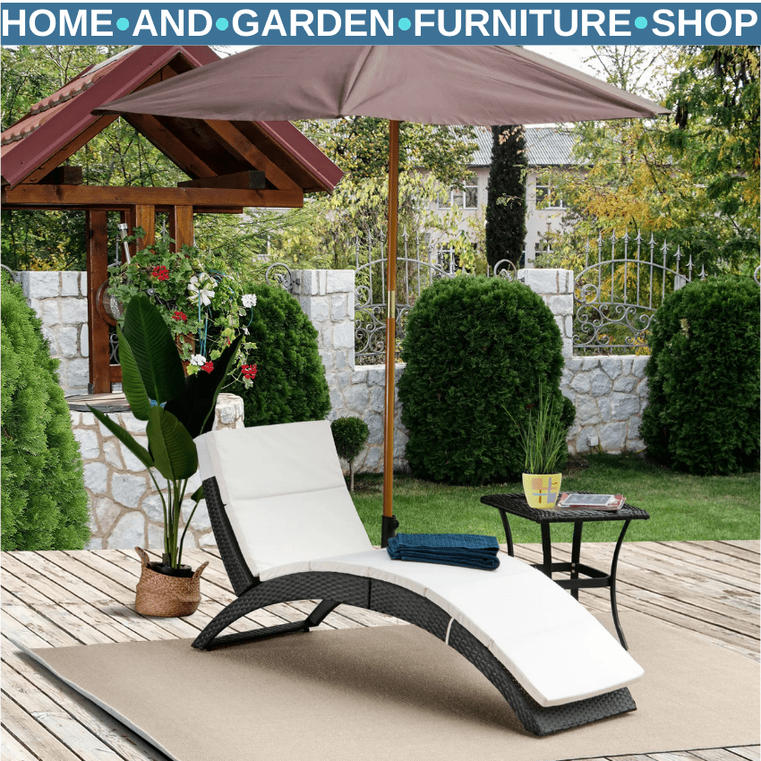 Folding Rattan Sun Lounger Outdoor Garden Reclining Wicker Patio Pool Sunbed - Home and Garden Furniture Shop - rustic - furniture