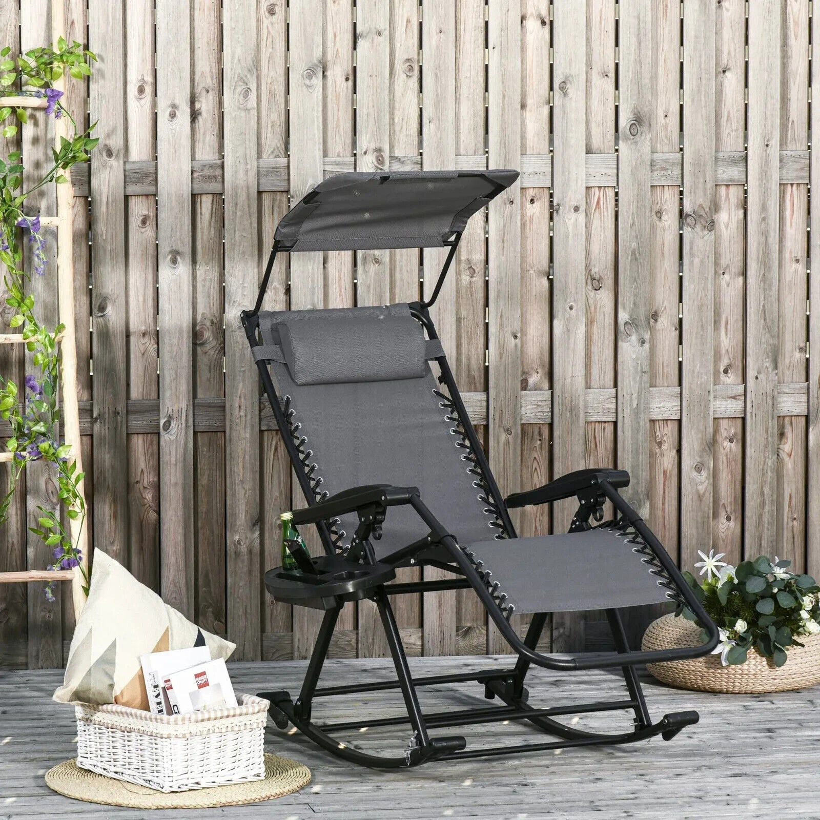 Folding Recliner Chair Outdoor Lounge Zero Gravity Seat With Adjustable Backrest - Home and Garden Furniture Shop - #rustic - furniture#