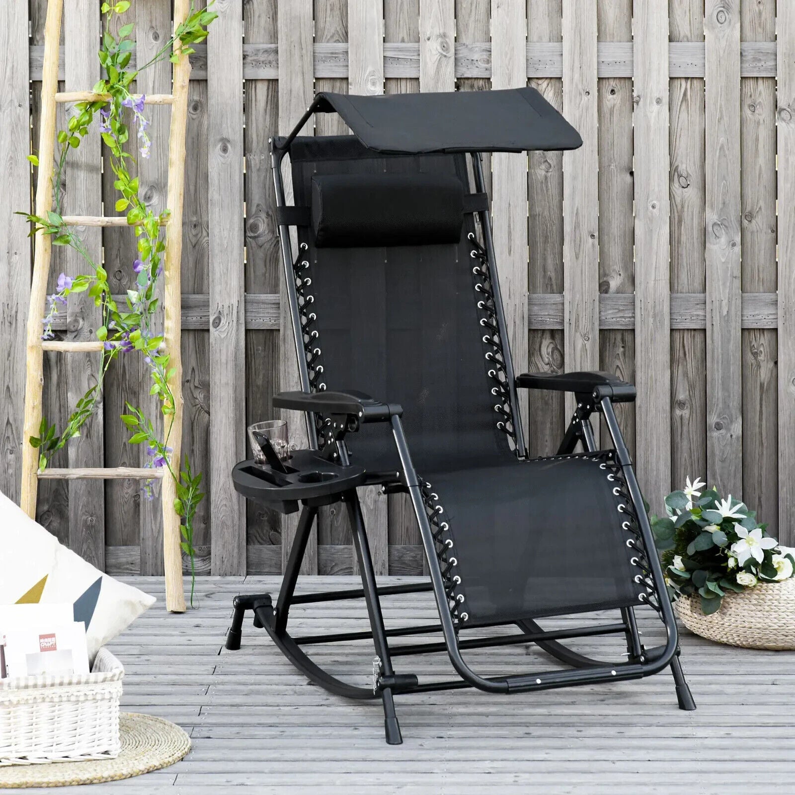 Folding Recliner Chair Outdoor Lounge Zero Gravity Seat With Adjustable Backrest - Home and Garden Furniture Shop - #rustic - furniture#